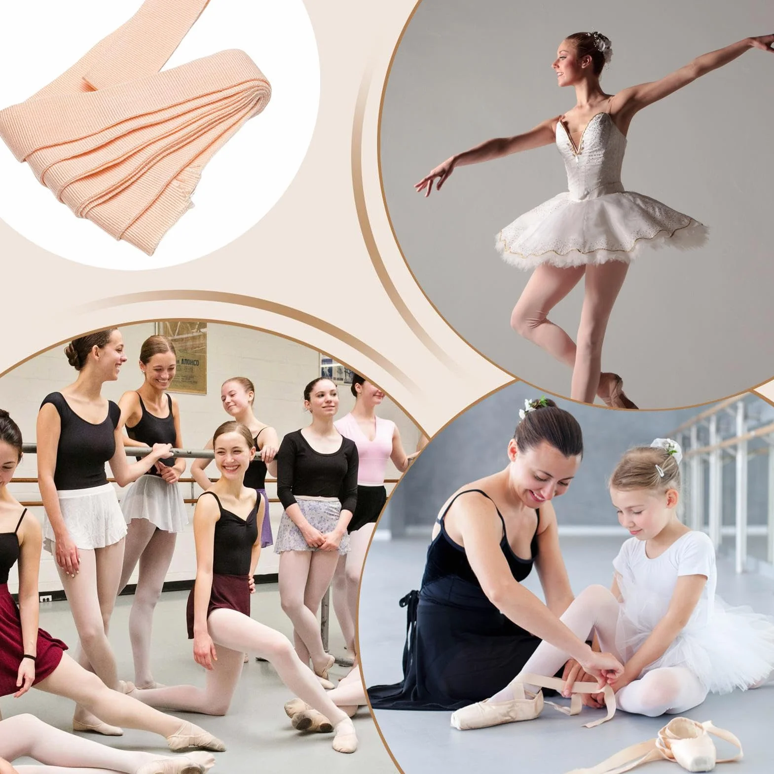 Elastyczne buty Pointe – akcesoria baletowe ze stretchem ze wstążką Pointe Shoes | Artykuły do tańca baletowego do klasy, występów, treningu, rzemiosła lub profesjonalnego użytku tanecznego