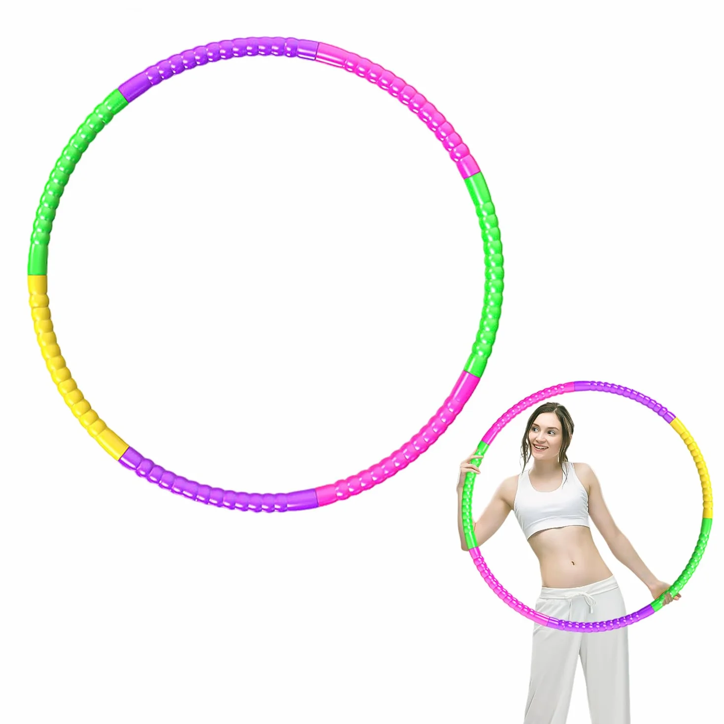 Regulowany hula hoop fitness, 7 elementów, zdejmowana obręcz do odchudzania