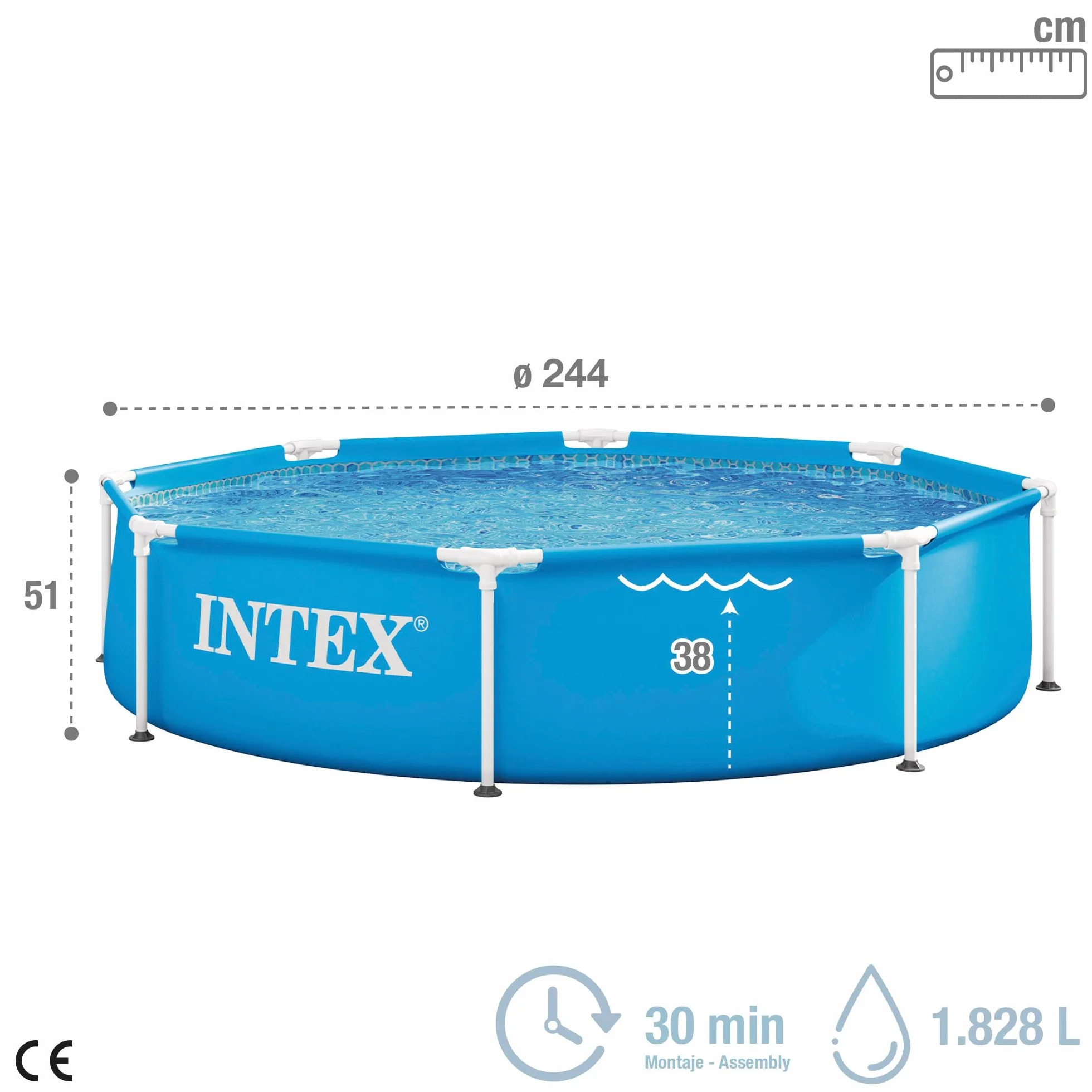 Intex Frame Basen Stelażowy, Niebieski, 244 x 244 x 51 cm