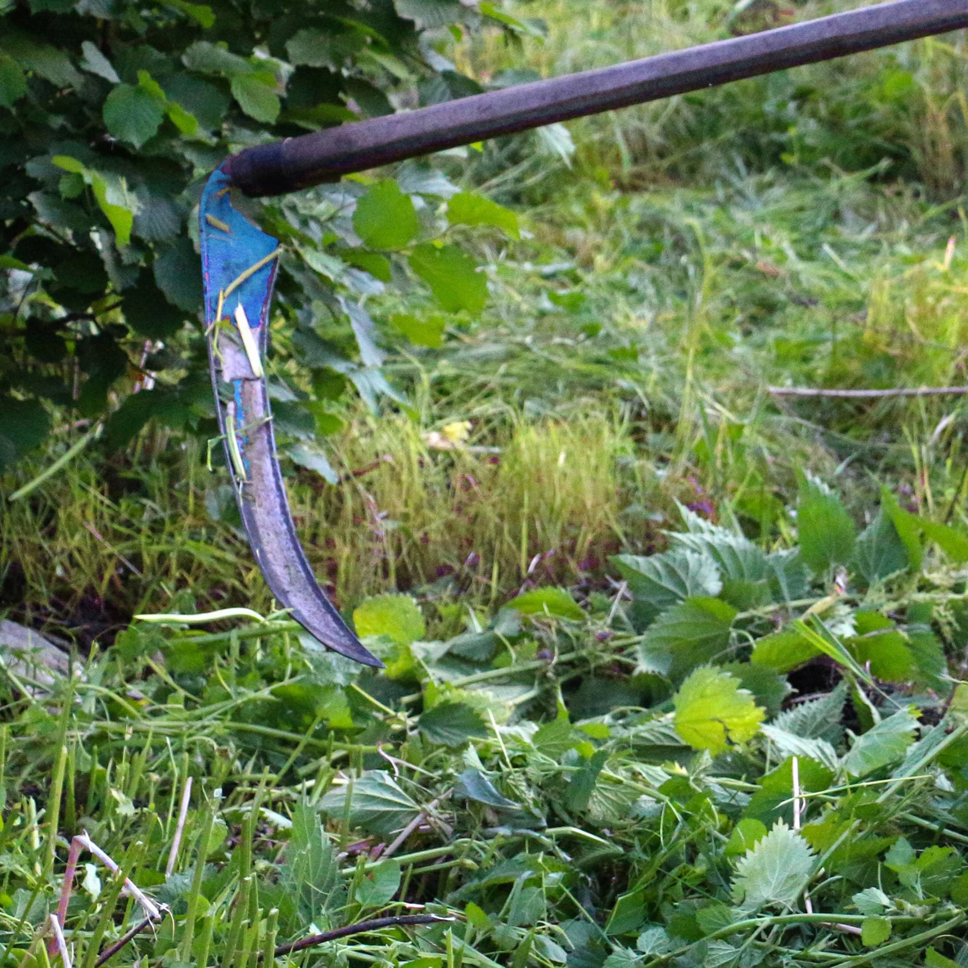 Kosa Ręczna Do Trawy Długa 90 cm Ostrzona Metalowa Kosa Wyprofilowana Solidna i Lekka Stalowa Sierp Ogrodowy