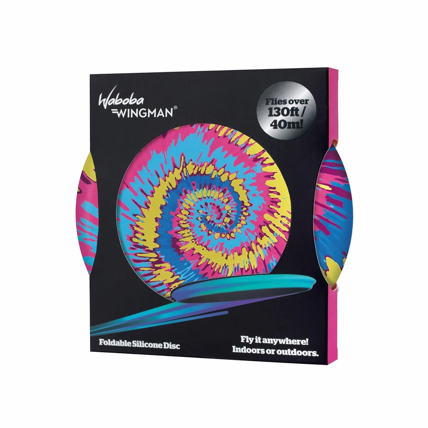 Waboba Oryginalny składany silikonowy dysk Wingman, prosty i daleki, idealny dla dzieci i dorosłych – model, 150 x 150 x 15 mm - Tie Dye