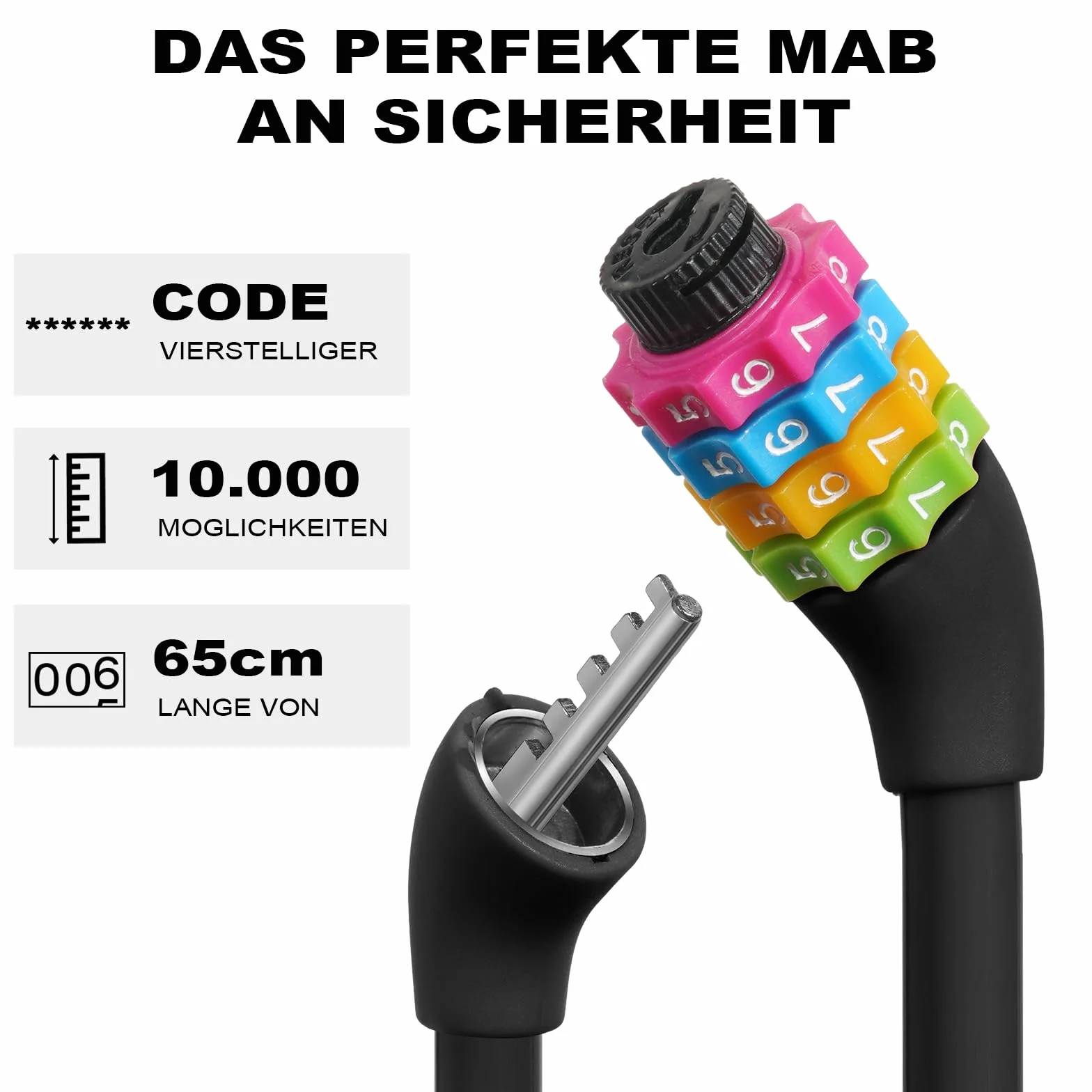 Ainiv blokada rowerowa antykradzieżowa 65cm kablowa 4-cyfrowy kod czarny