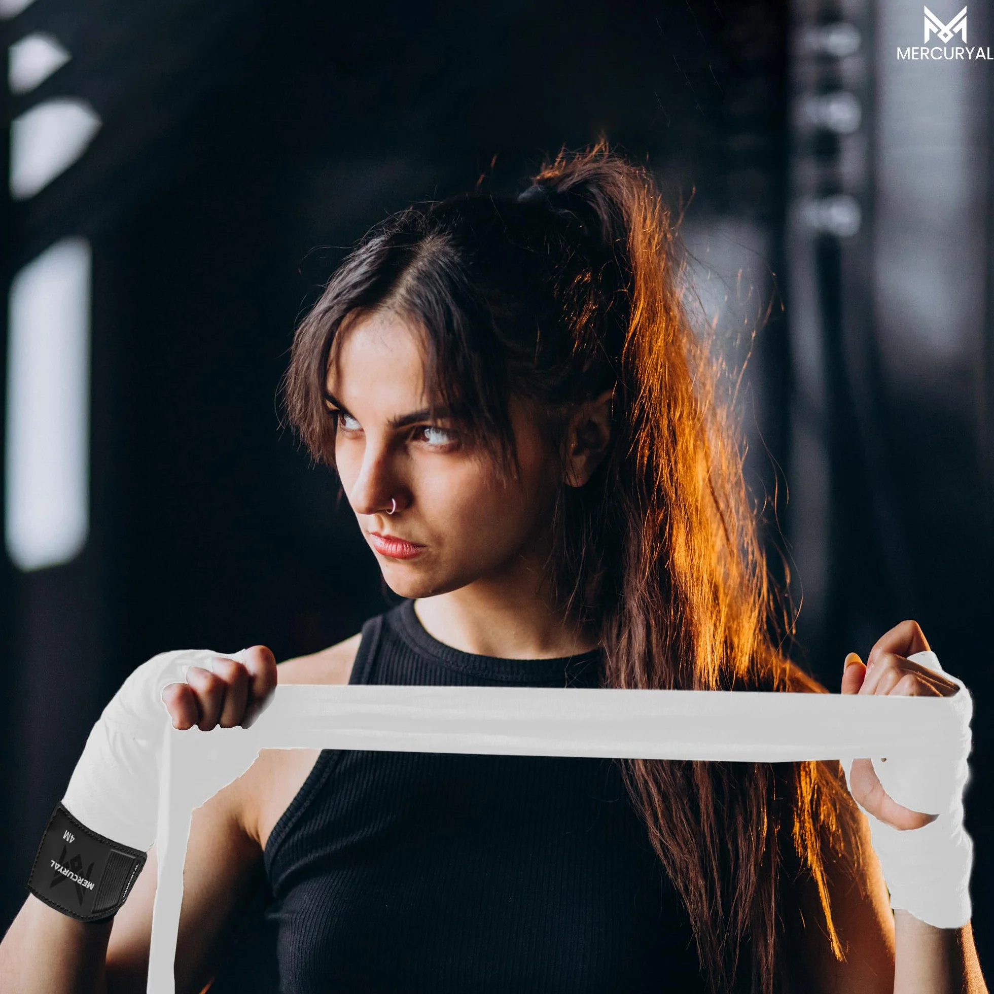 MERCURYAL Bandaże Boks 4m do ochrony dłoni - Bandaże Boks Rękawice Wewnętrzne - Wstążka Boxing - Hand Wraps Muay Thai MMA Kick Boxing Sztuki walki - Bandaże dla kobiet i mężczyzn (Biały)