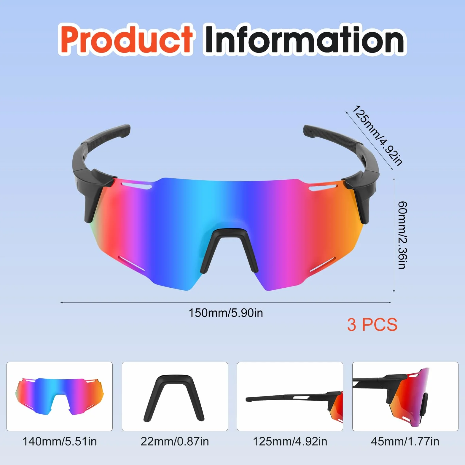 Mineup Rave okulary przeciwsłoneczne sportowe UV400 polaryzacyjne 3 sztuki