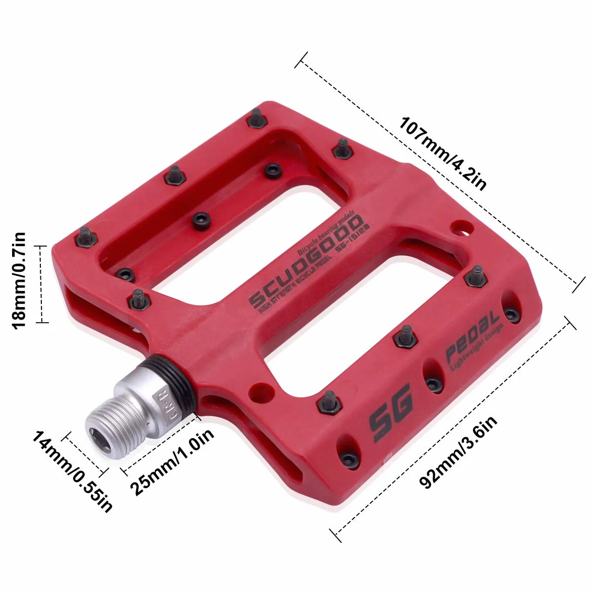 Pedały rowerowe nylonowe antypoślizgowe płaskie ultralekkie MTB BMX szosowe hybrydowe 9/40.6 cm