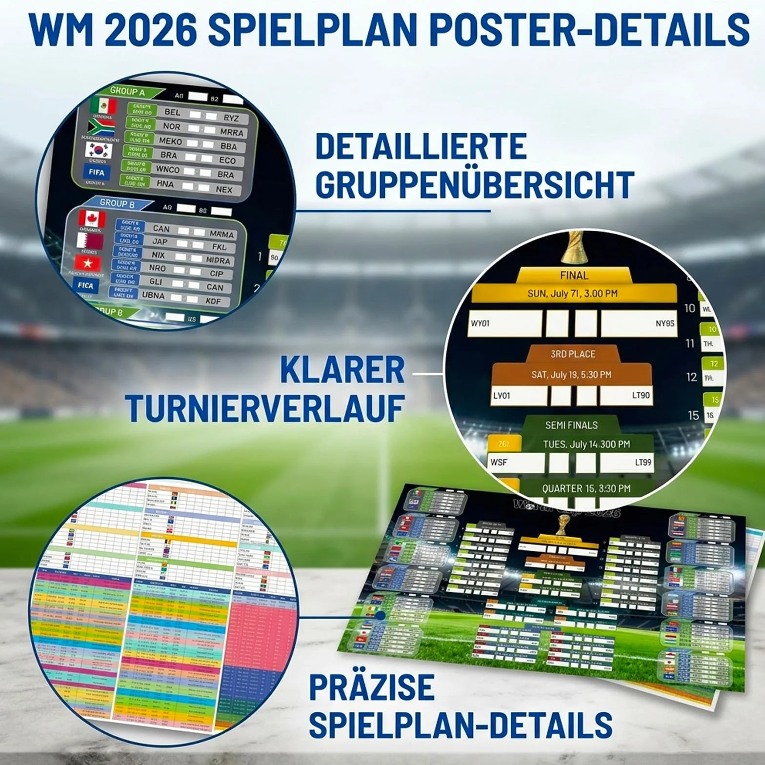 Plakat z planem meczów Turniej piłkarski 2026 90x60 cm zestaw 2 szt.