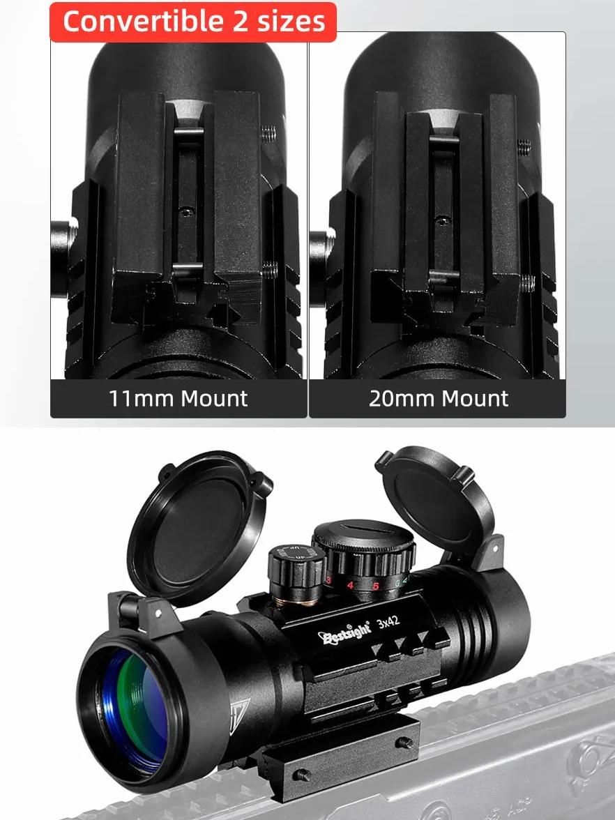 Paike Lunety celownicze 3x42mm kolimator z szyną montażową 11mm/20mm