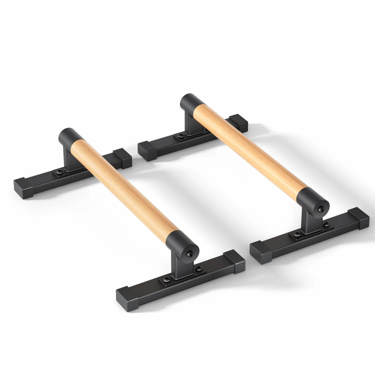 Paralletki z hybrydowymi drewnianymi uchwytami, pręty fitness do pompek i stabilności rdzenia