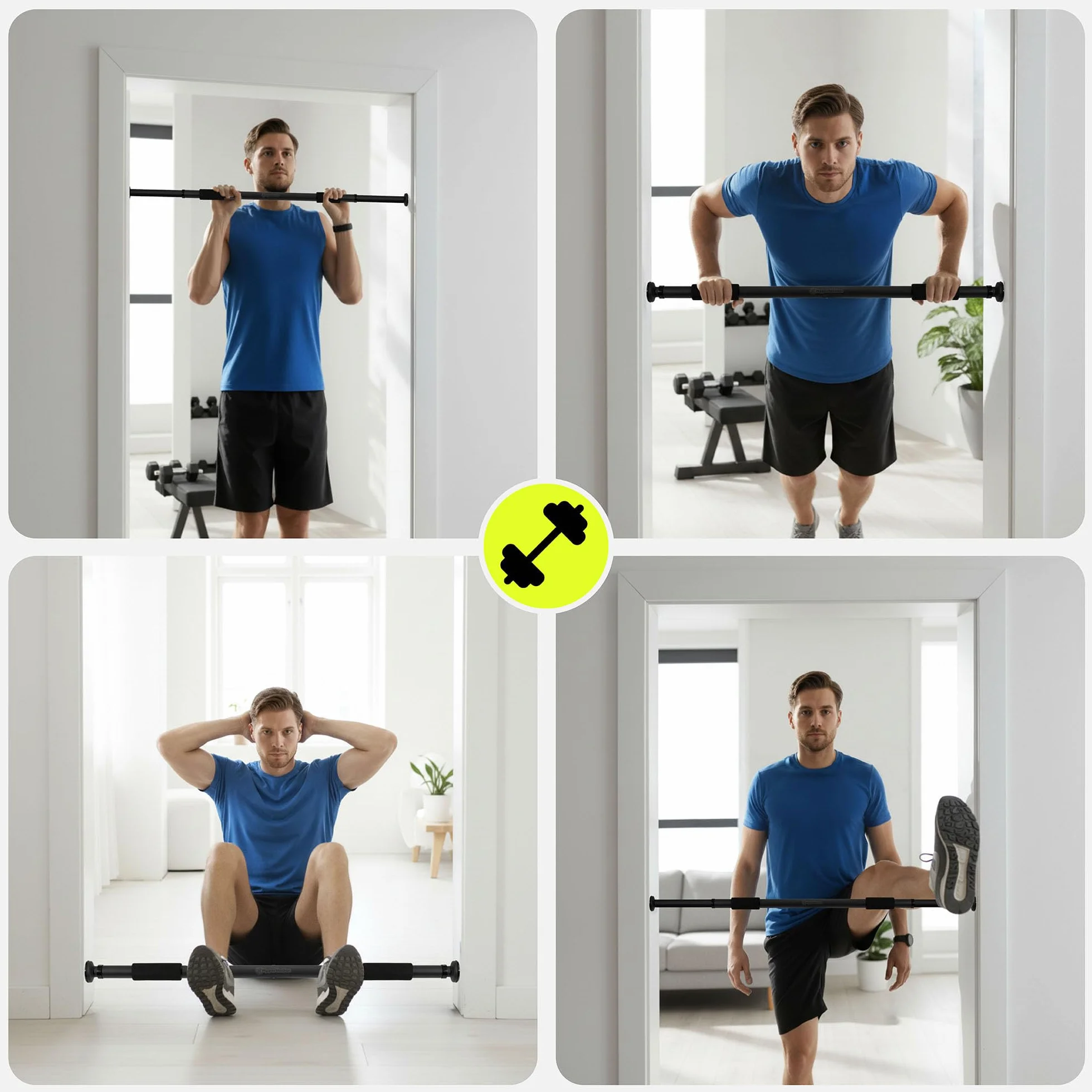 HyperMotion Drążek Rozporowy Regulowany 80-130 cm Udźwig 150 kg Montaż Bez Wiercenia Czarny