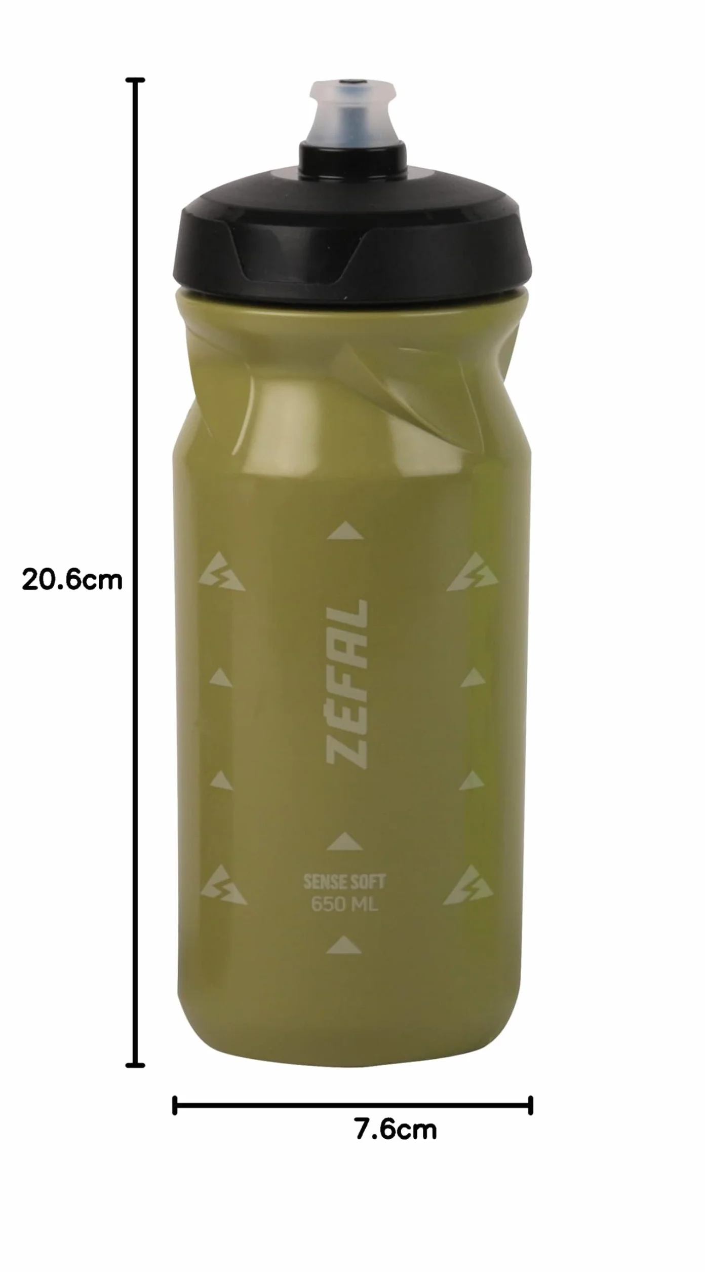 ZEFAL Sense Soft 65 Bidon rowerowy i MTB - Miękka i bezzapachowa sportowa butelka - kanister na wodę bez BPA - silikonowy smoczek - oliwkowa zieleń, 650ML