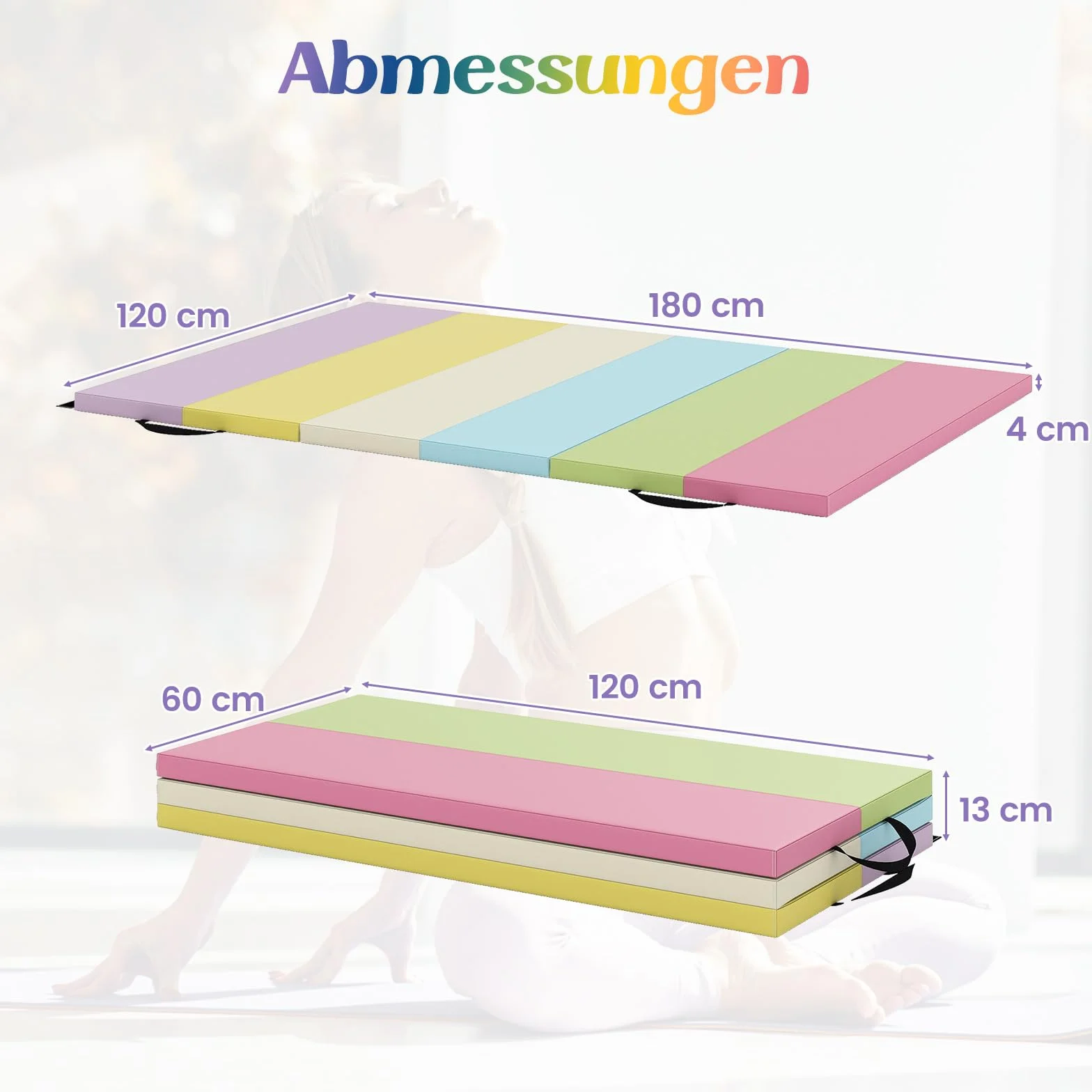 COSTWAY Składana mata gimnastyczna 180x120 cm 5-krotnie składana poliuretan z uchwytem