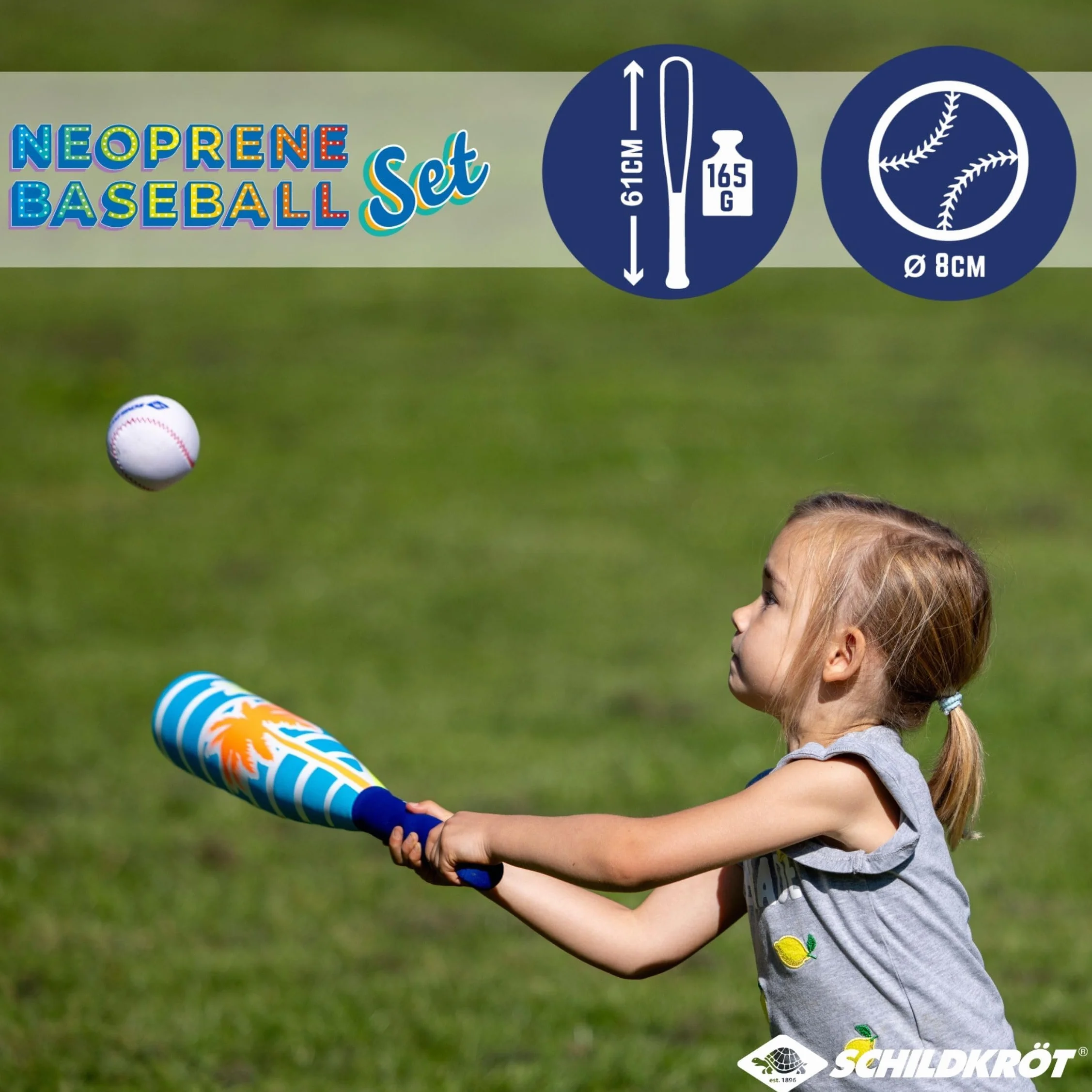 Schildkröt Unisex – neoprenowy zestaw baseballowy dla dorosłych, 1 miękki kij baseballowy z powłoką z neoprenu, 1 piłka, modny, dla dzieci i rodziny