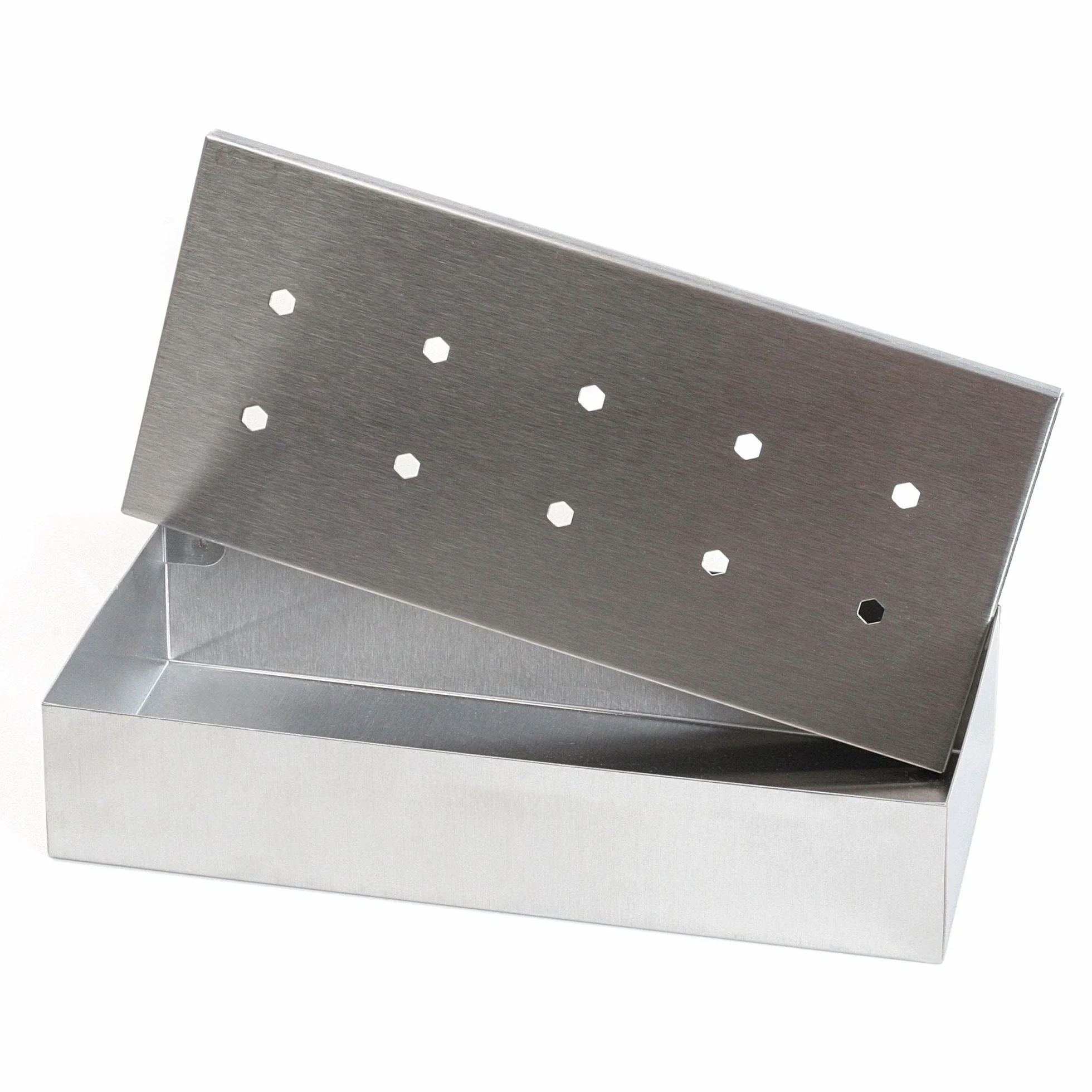 Wenco Pudełko wędzarnicze klasy premium, 20 x 9,5 x 4 cm, stal nierdzewna, odporne na wysokie temperatury, do grilla gazowego i węglowego, kolor srebrny