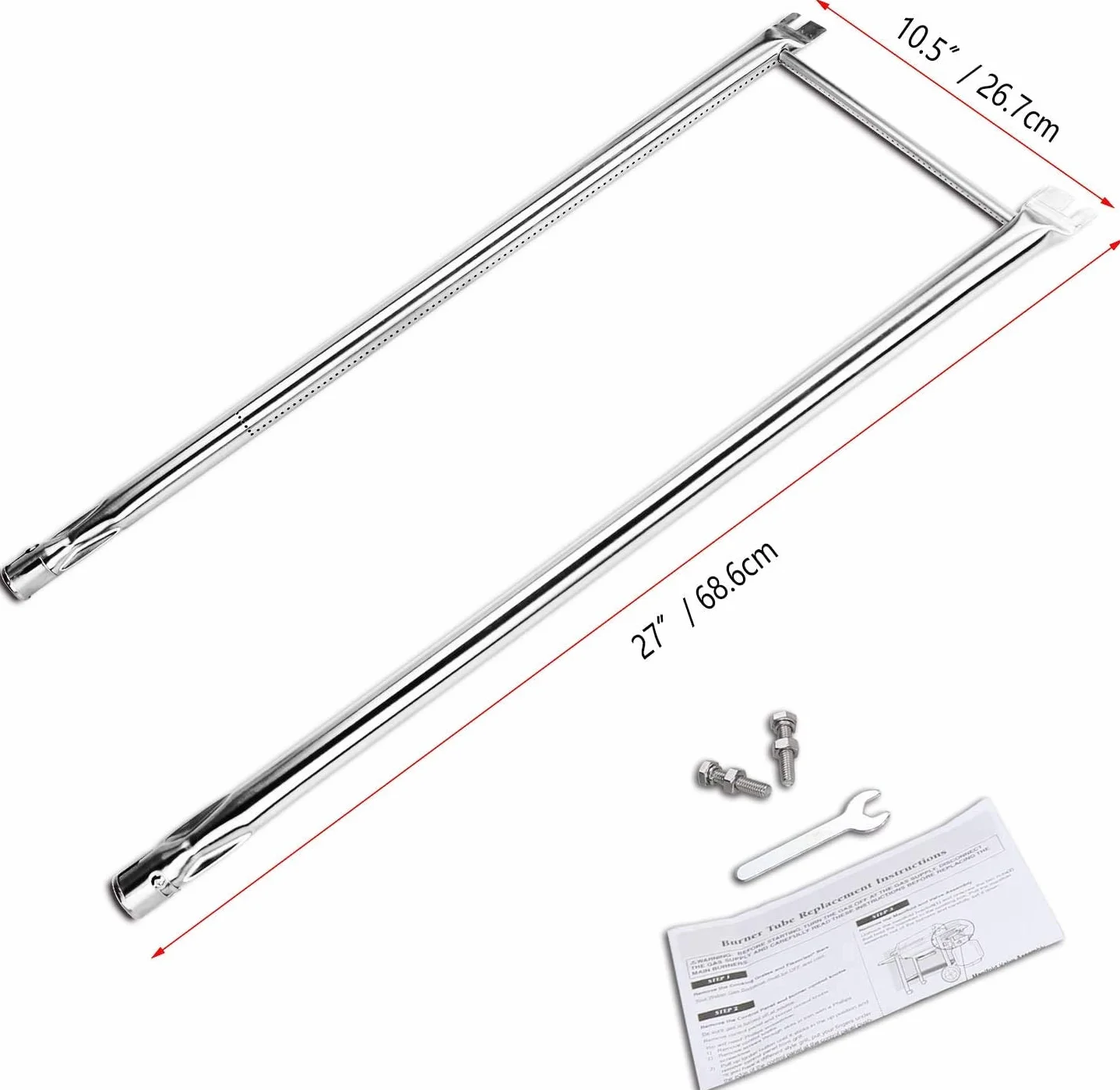 GFTIME 7507 68,6 cm część zamienna palnika do Weber Spirit E210 E220 S210 S220 (z gałkami palnika bocznego), Spirit 500