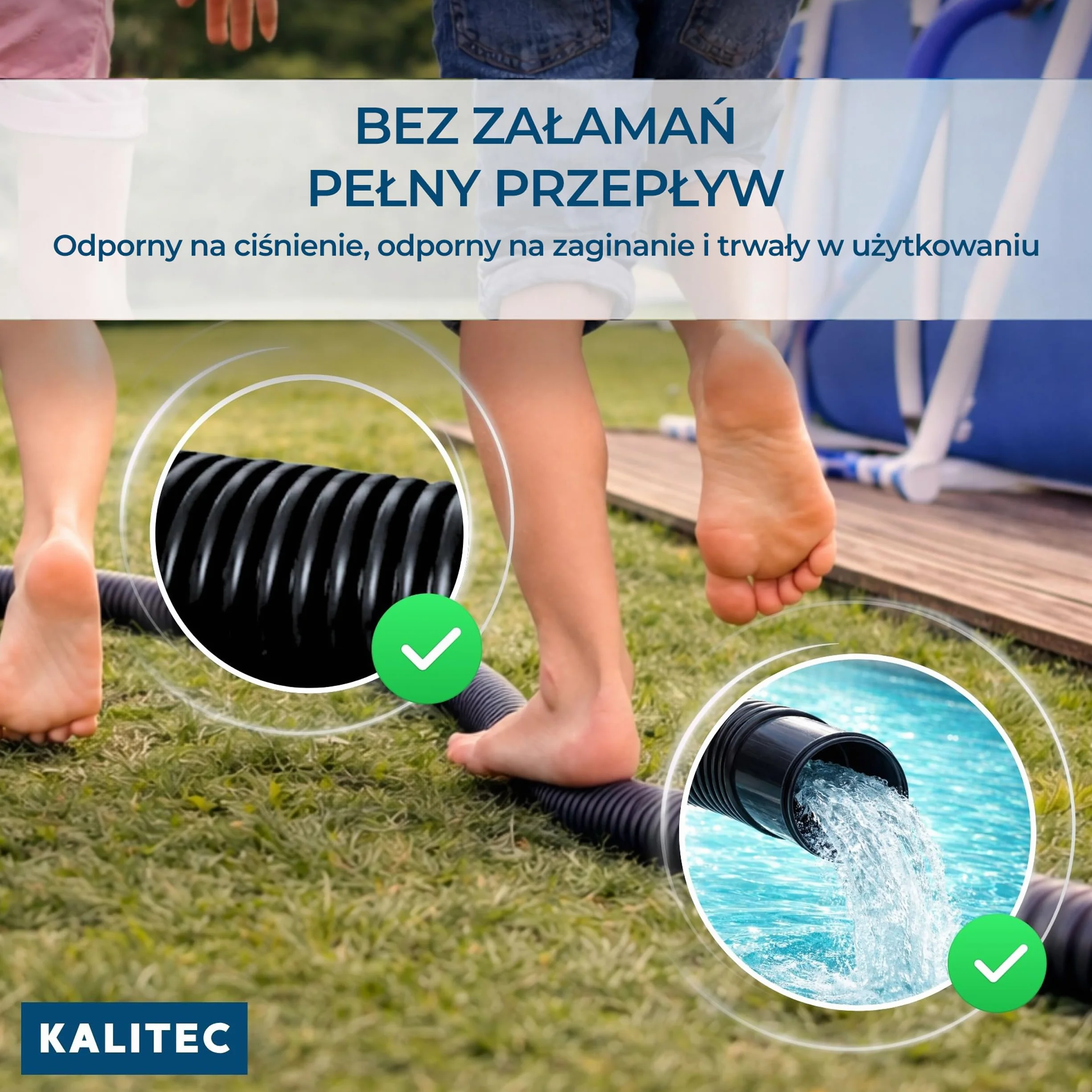 Kalitec Wąż basenowy 38mm 15m czarny – Elastyczny & rozłączny – Rura do pompy, Skimmer & filtra piaskowego – Wąż pompy 38 mm Średnica wewnętrzna