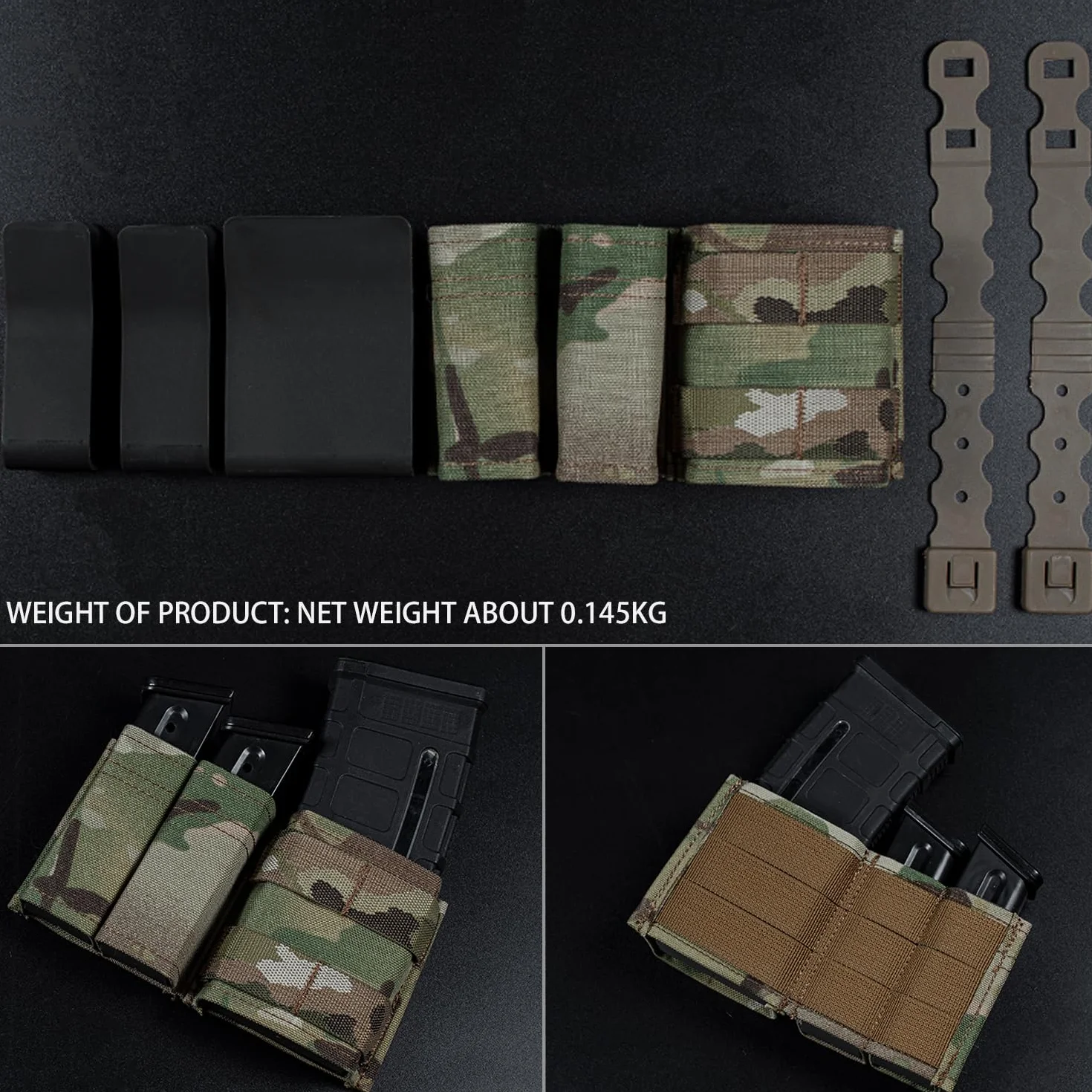 Taktyczna ładownica na magazynek MOLLE 9 mm Pistolet 5,56 mm AR15 Zestaw ładownic na magazynki karabinowe Potrójna kieszeń na magazynek Uchwyt na magazynek Molle