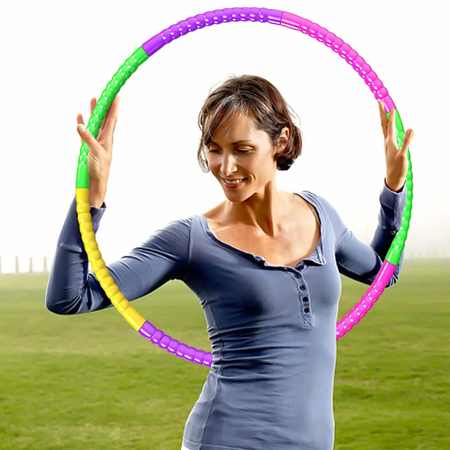 Regulowany hula hoop fitness, 7 elementów, zdejmowana obręcz do odchudzania