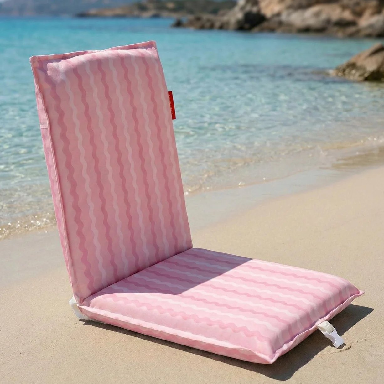 Flamingueo Krzesło plażowe - Leżak plażowy składany lekki - 5-stopniowo regulowane oparcie - Uchwyty plecakowe - Wodoodporne - Tkanina poliestrowa - Różowe
