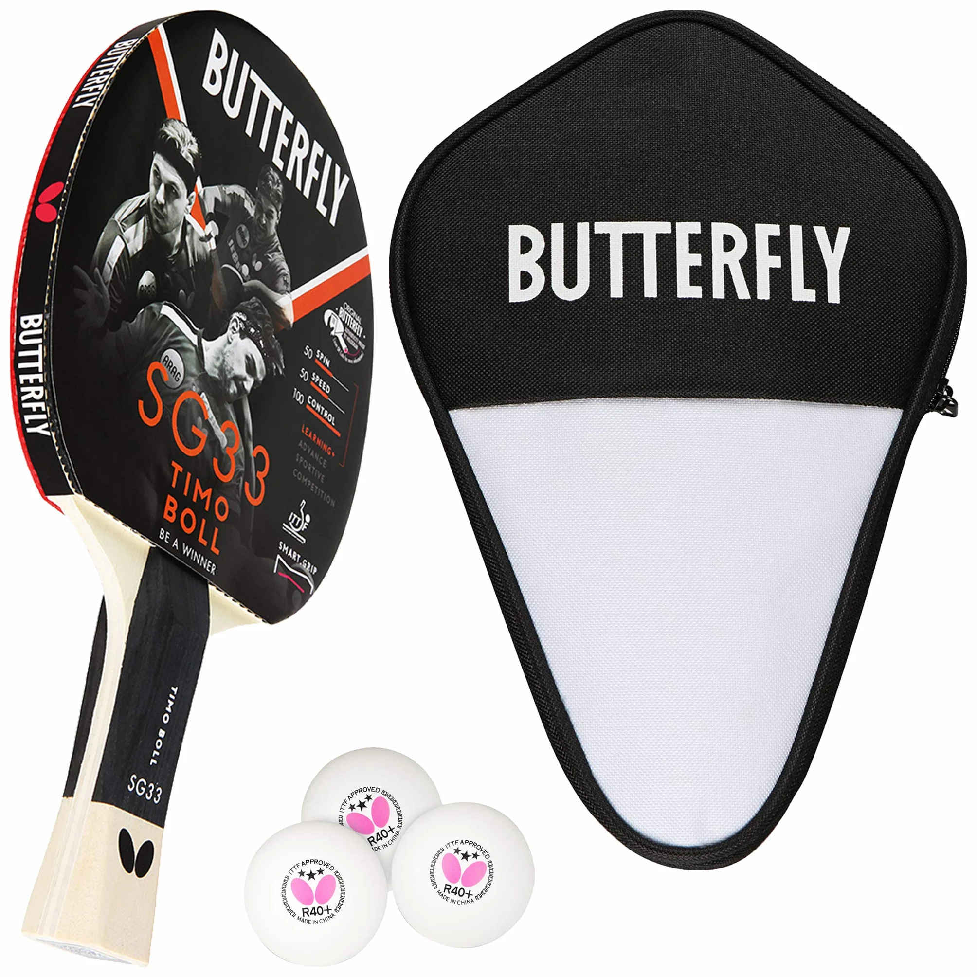 Butterfly SG33 Kij do tenisa stołowego, czarny i czerwony, jeden