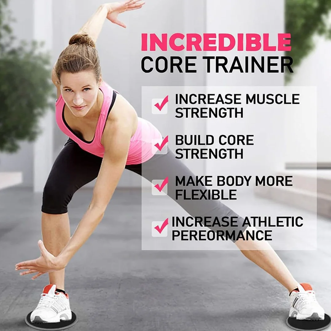 Core Sliders Fitness 1 para, Dyski Przesuwne Podwójna Strona do Ćwiczeń w Siłowni i Domu, Szary