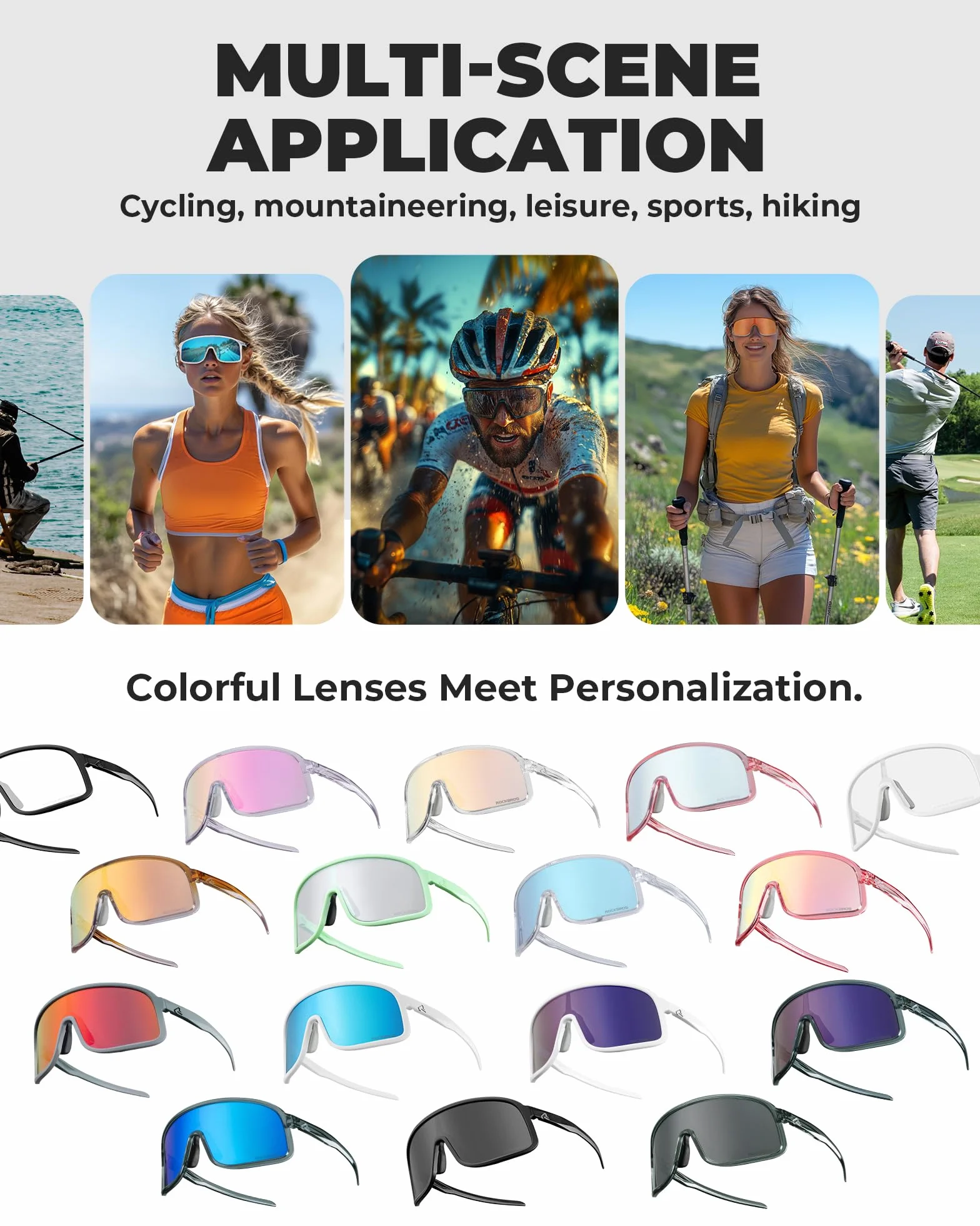 ROCKBROS Okulary rowerowe Fotochromatyczne okulary rowerowe Okulary rowerowe Outdoor Road Bike Sportowe okulary przeciwsłoneczne dla mężczyzn i kobiet