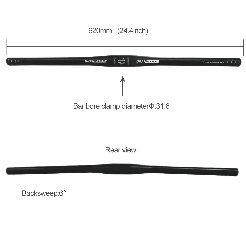 UPANBIKE Kierownica rowerowa 25,4 mm * 600 mm 31,8 mm * 620 mm płaski drążek do roweru górskiego, szosowego
