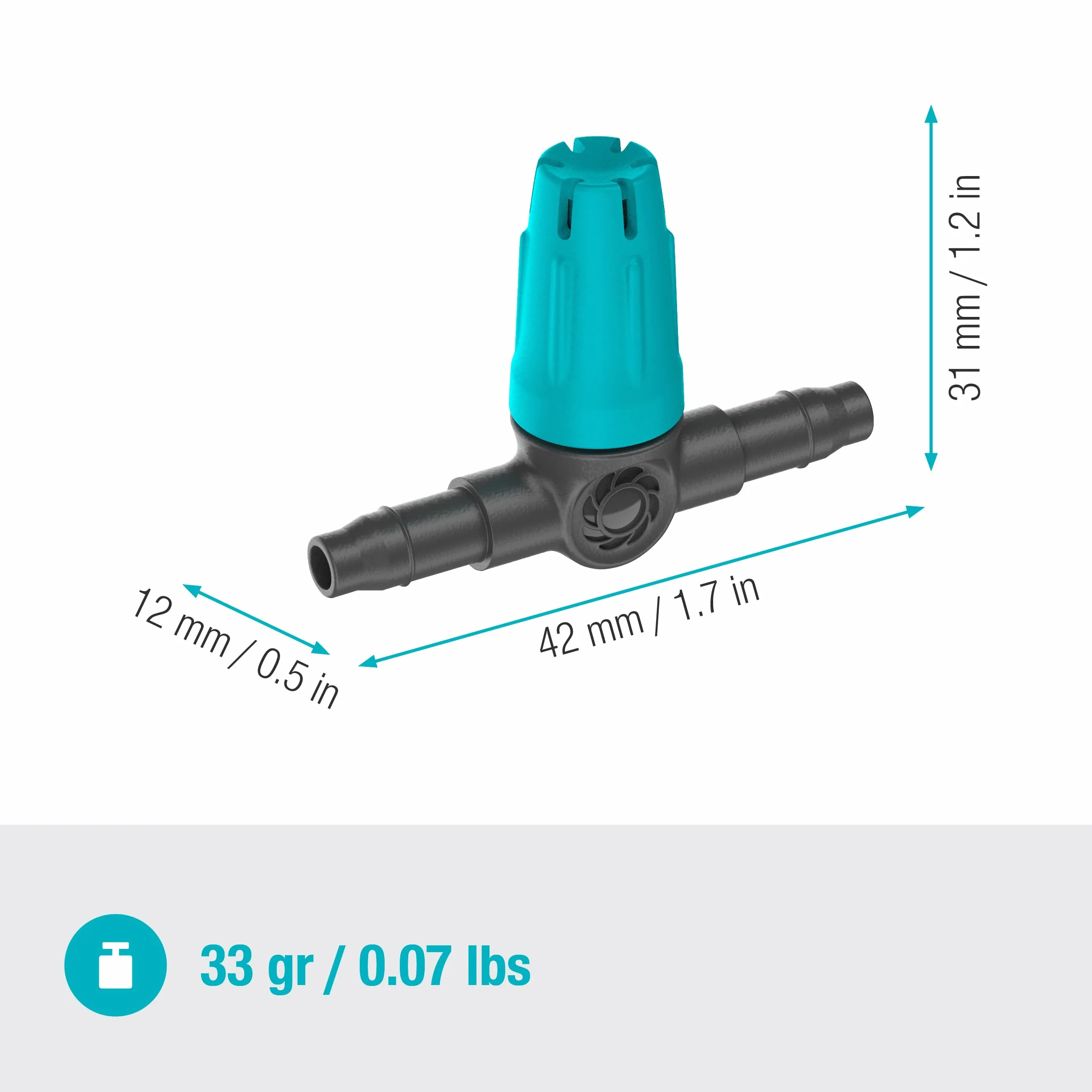 Gardena system Micro-Drip dysza małopowierzchniowa: Dysza rozpylająca do autom. systemu nawadniania do małych powierzchni do średnicy 40 cm, proste połączenie z rurą rozdziel. 4,6 mm (13316-20)