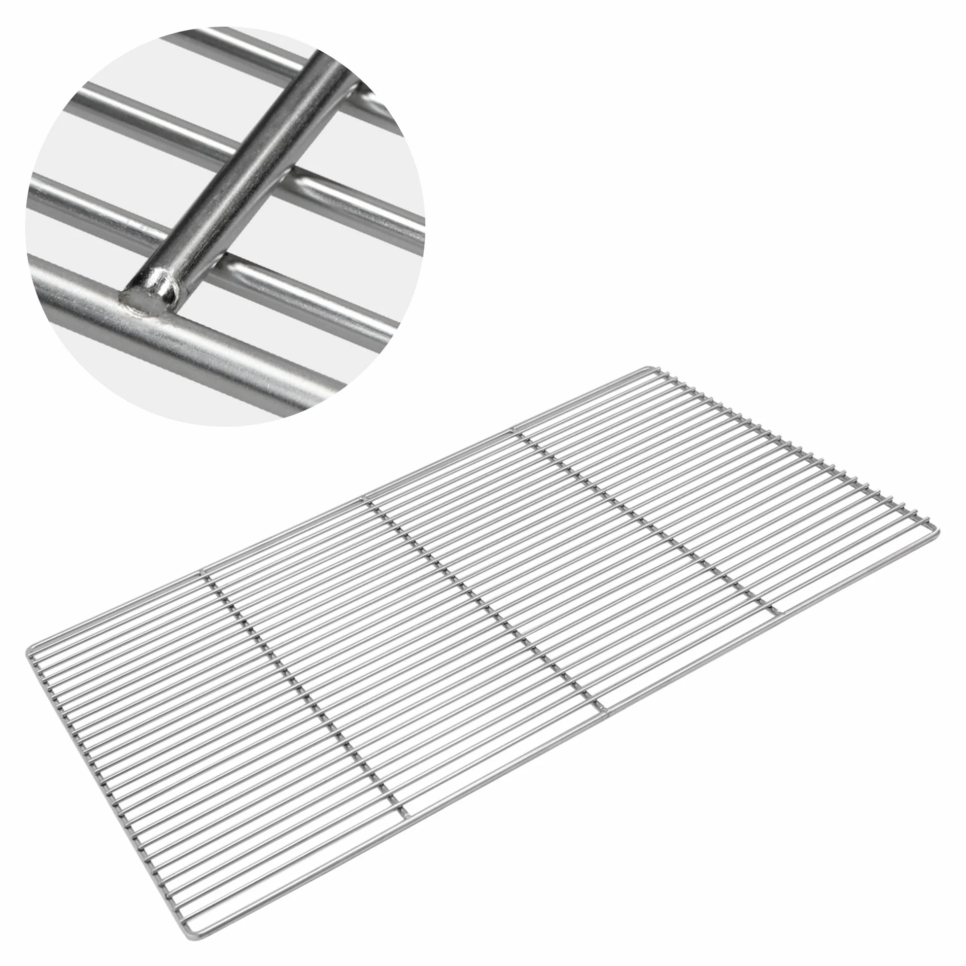 ECD Germany Prostokatny grill ze stali nierdzewnej z wyjmowanymi uchwytami 67 x 40 cm - solidny i odporny na rdze - do kominka grillowego Buschbeck - grill gazowy - kosze na ognisko - akcesoria do