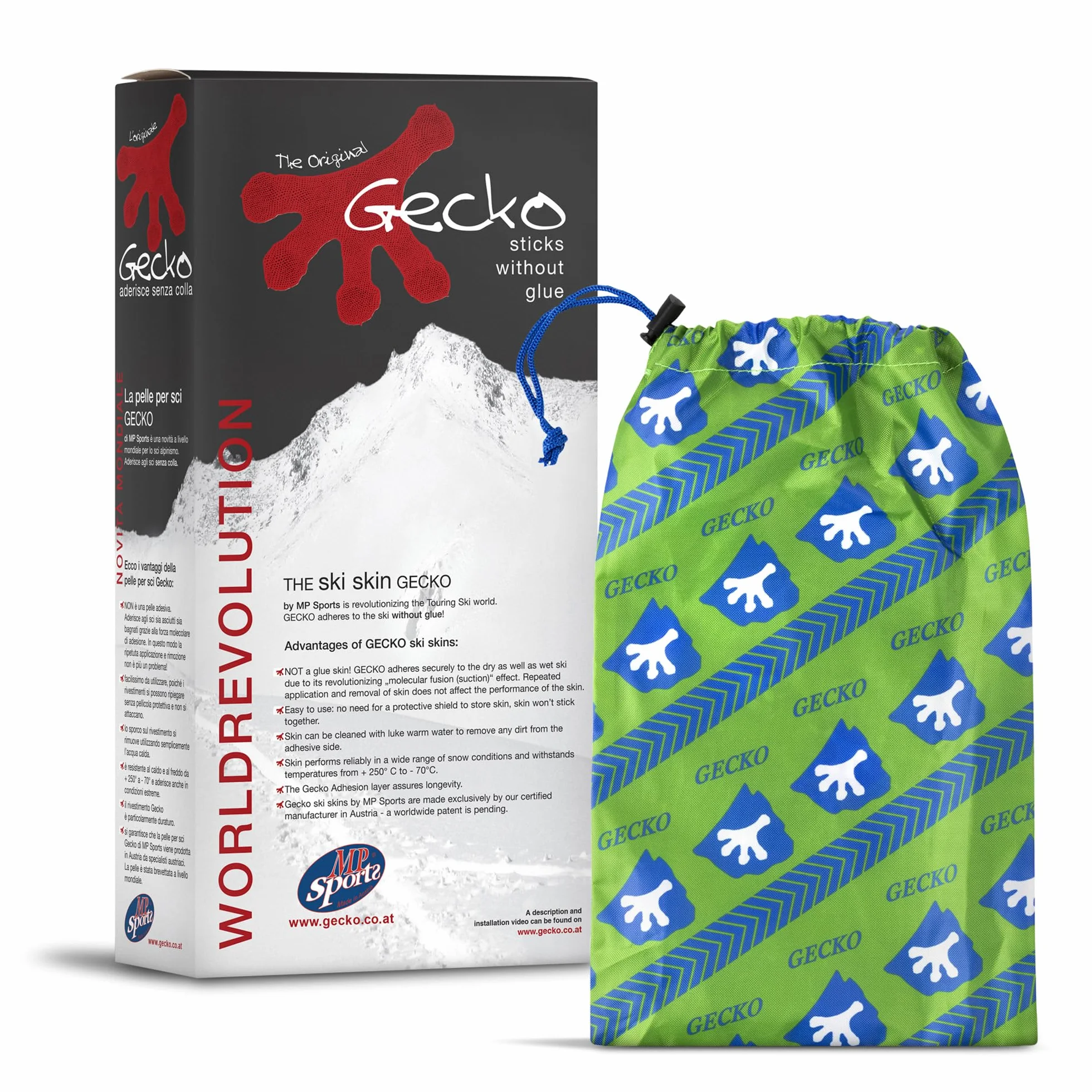 Gecko Mix Freeride futro narciarskie 125/160 | szerokość i długość nart do wyboru | z nożem, systemem końcowym, nitami i futerkiem | futro ze stanika | futro narciarskie | futro przyczepne | futro |