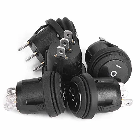 Przełącznik kołyskowy 5 szt., SPST ON/OFF/ON 3-pinowy 3-pozycyjny przełącznik zatrzaskowy 10A/125V 6A/250V wodoodporny mini przełącznik do samochodu łodzi