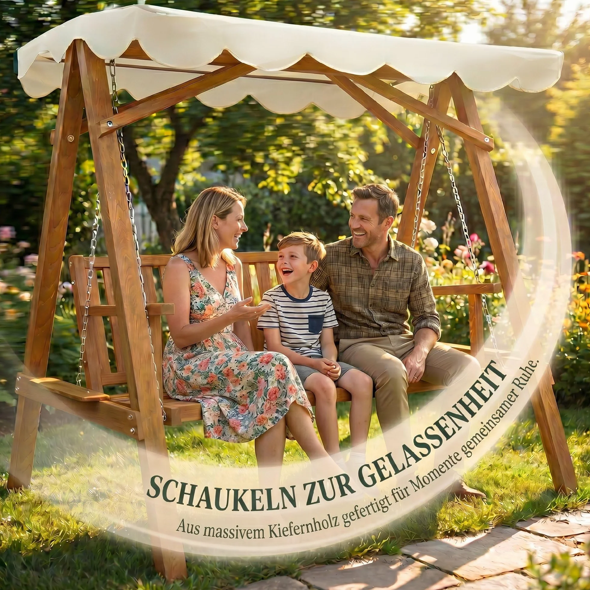 Outsunny huśtawka z daszkiem huśtawka ogrodowa huśtawka 3-osobowa modrzew