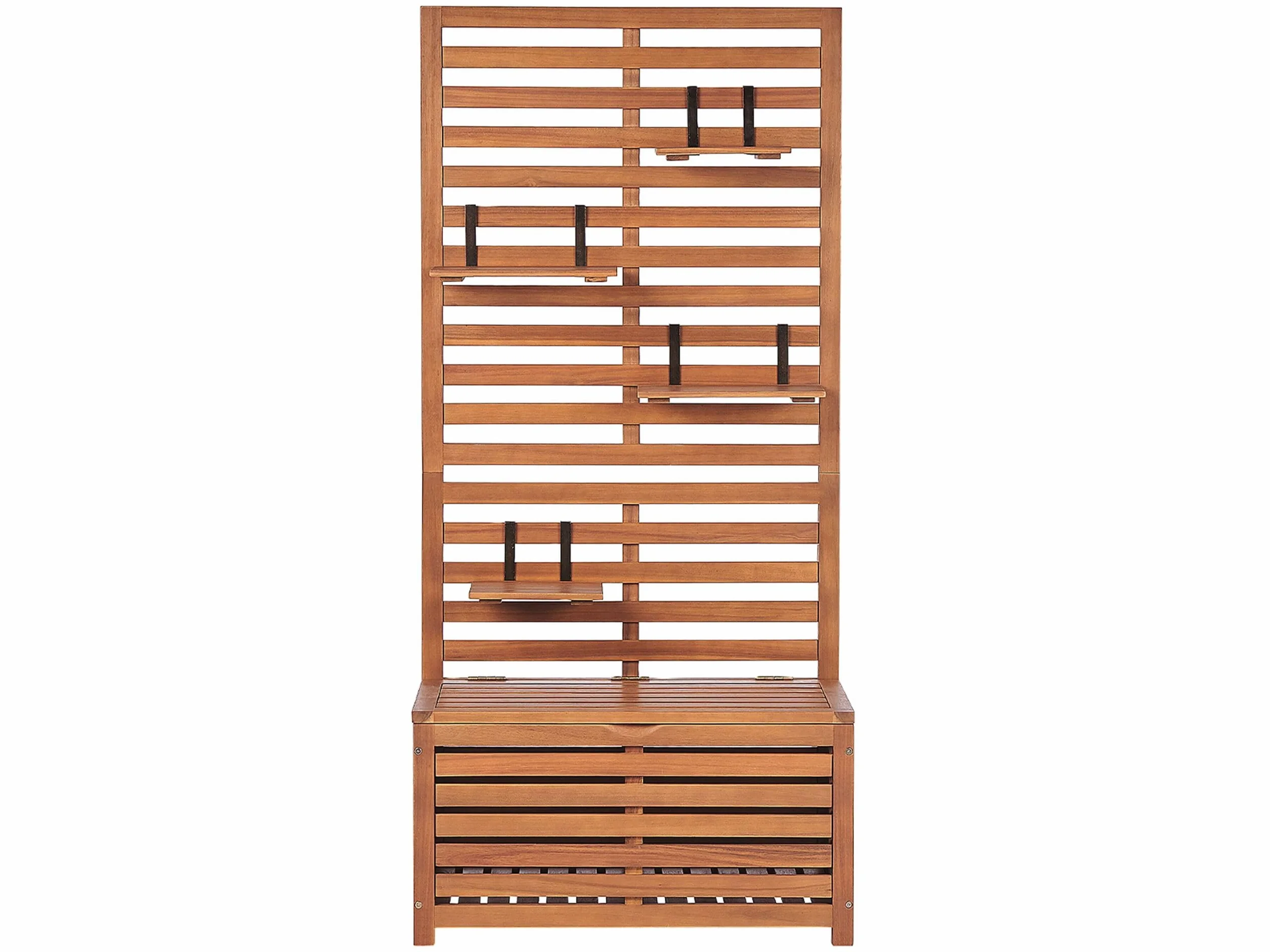 Ogrodowa ławka ze schowkiem półkami drewno akacjowe 80 cm balkon taras Matino