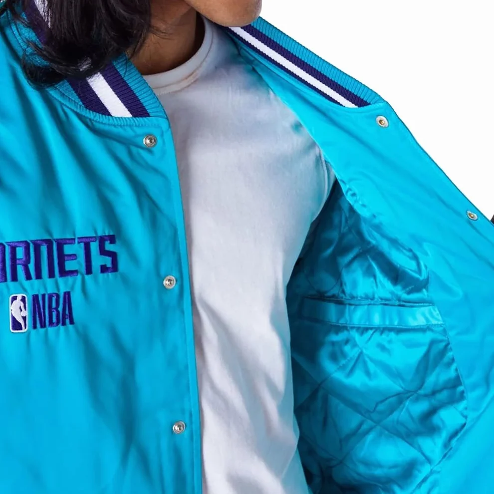 New Era Charlotte Hornets NBA satyna bomber kurtka turkusowa