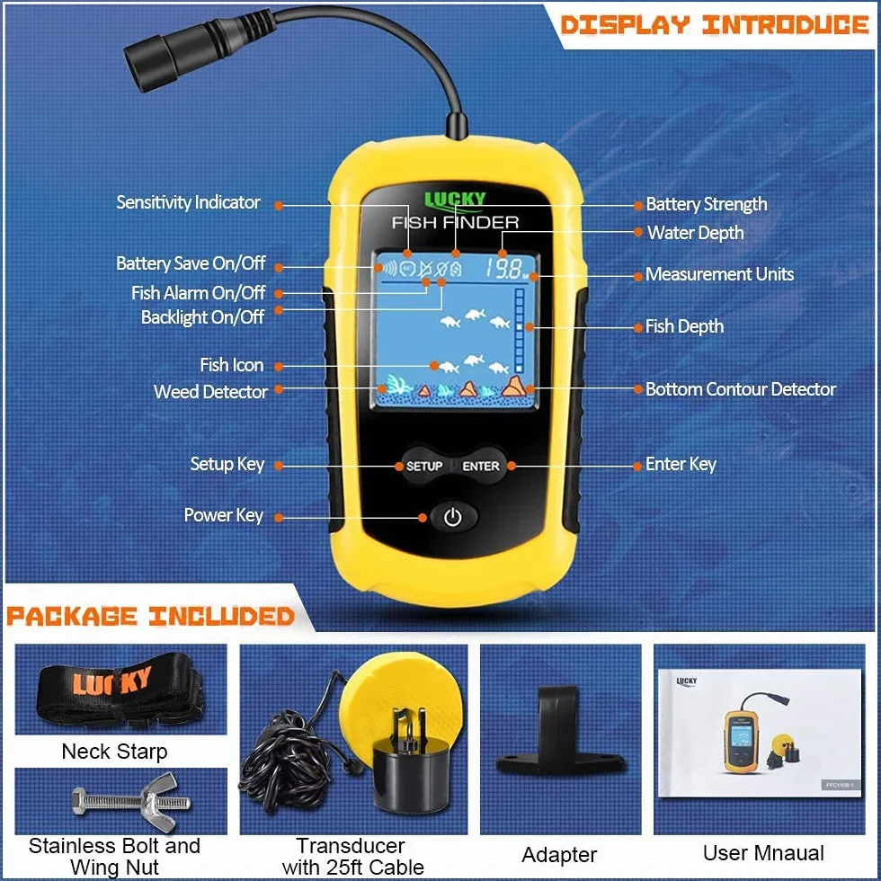 LUCKY Ręczny wykrywacz ryb sonar LCD FFC1108