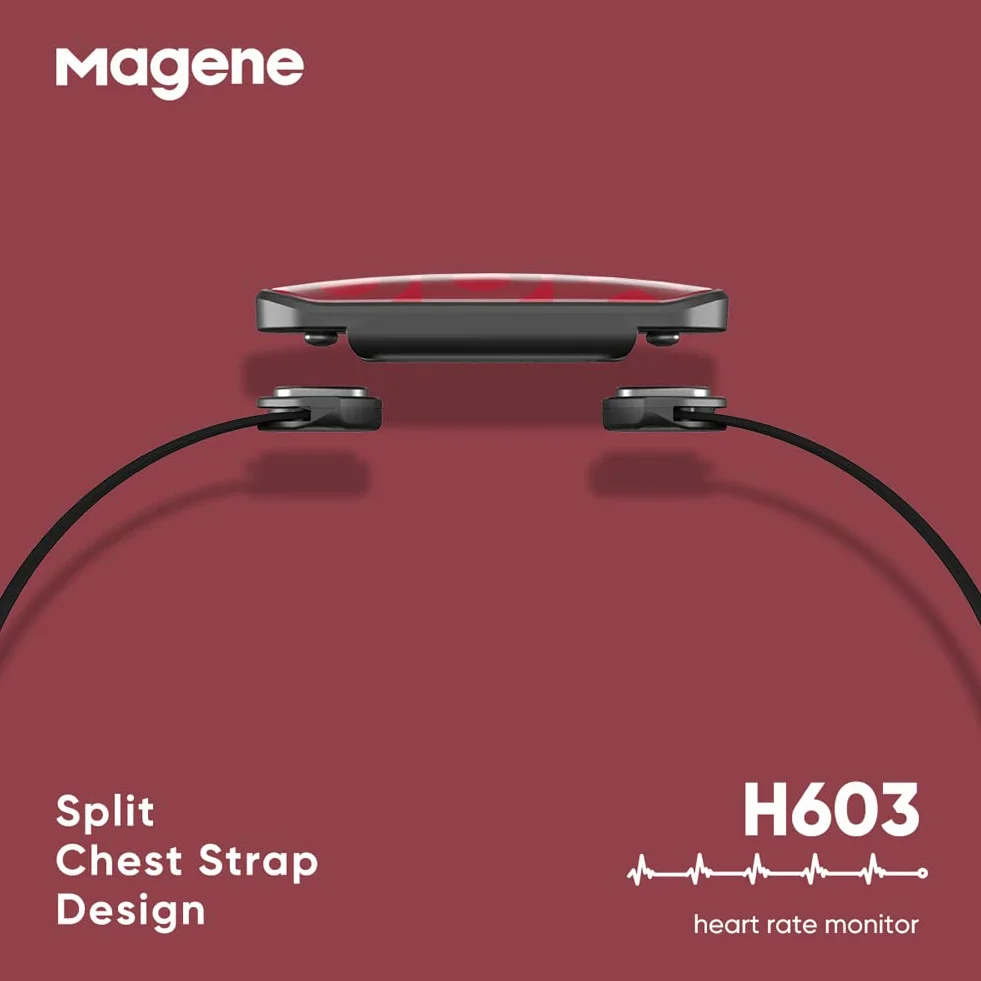 Magene H603 Pulsometr Pasek na klatkę piersiową HRM Fitness Tracker IP67 Wodoodporność Obsługa Bluetooth 4.2 i ANT+, Kompatybilny Wahoo, Zwift, Strava, Elite HRV