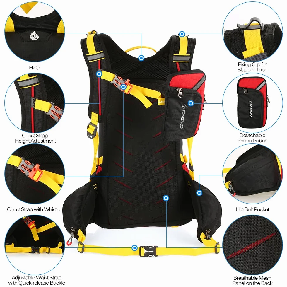 TOMSHOO Plecak 20 l Ultraléger Respirant Imperméable Housse De Pluie Randonnée