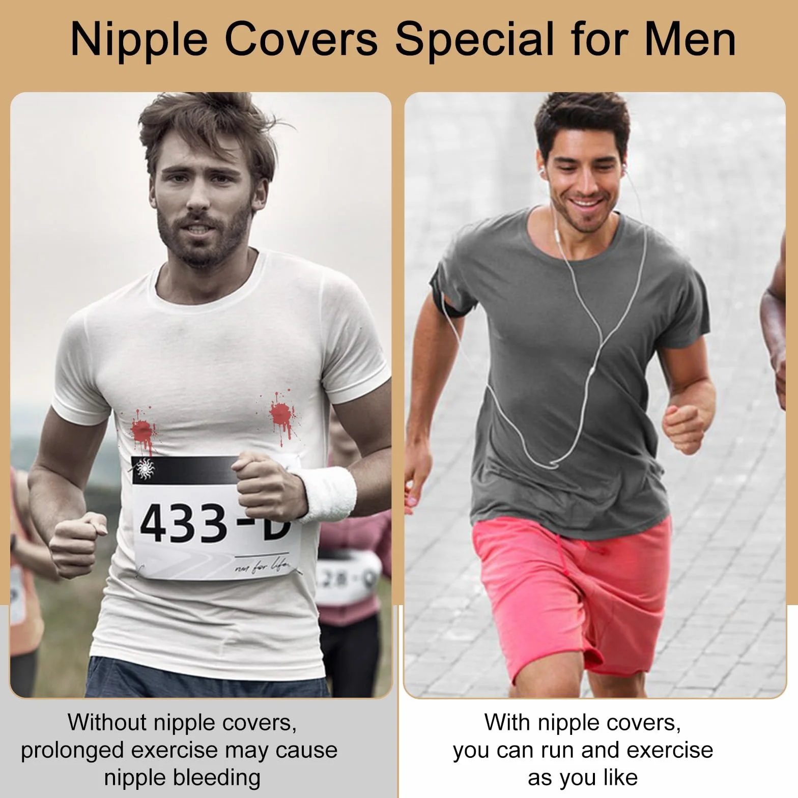 Qianyu Marathon Run Gear 300 sztuk brodawek sutkowych, zapobiegające tarciu, dla mężczyzn, niewidoczne, oddychające, hipoalergiczne osłony sutków, dla biegaczy, sportowców, 300 sztuk