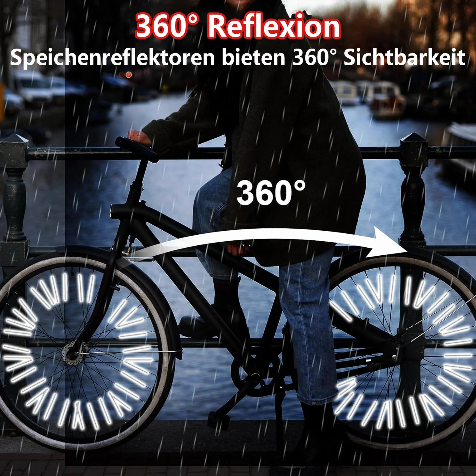 Odblaski na szprychy rowerowe 48 sztuk, koraliki 36 sztuk, 360°, kocie oczy, akcesoria rowerowe