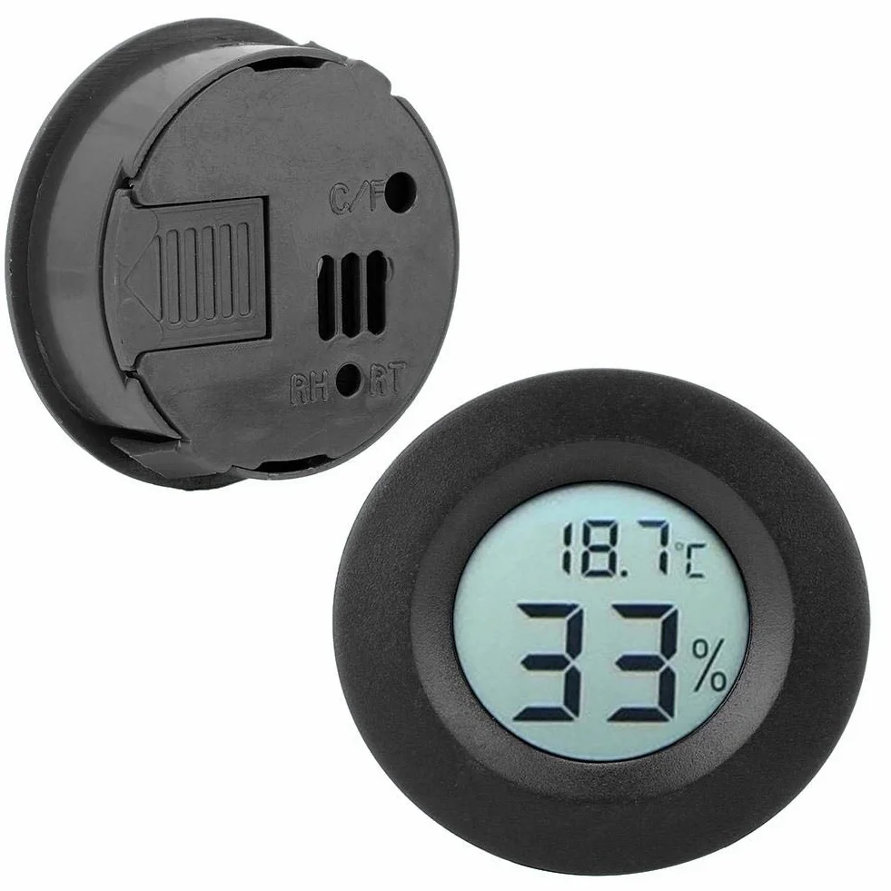 Wbudowany Termometr Pokojowy LCD z Okrągłym Wyświetlaczem, Mini Termometr Wilgotności do Domowego Pokoju Dziecięcego (Czarny)