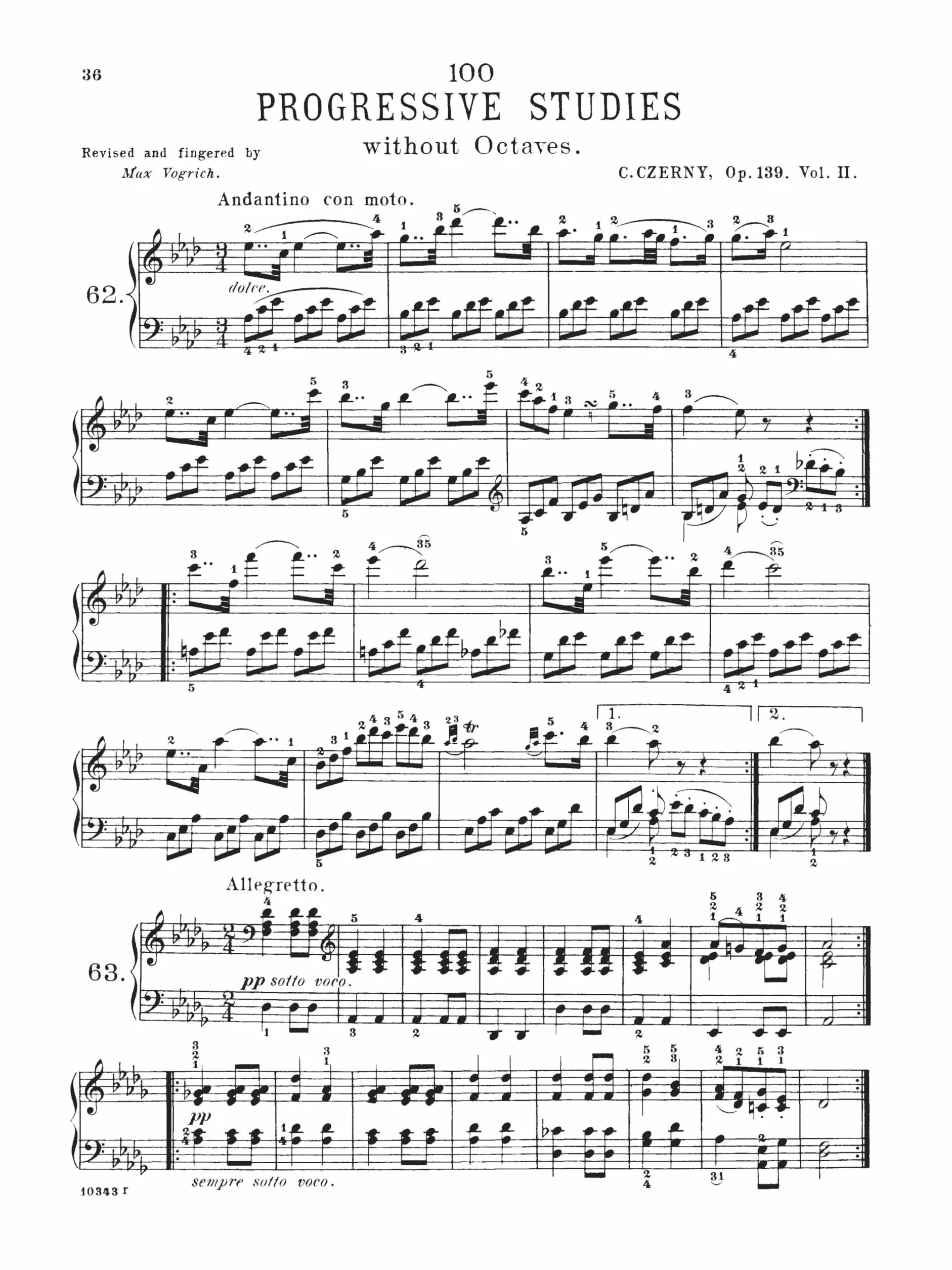 Carl czerny: 100 progressive studies without octaves op.139 piano: Schirmer Library of Classics Volume 153 Piano Technique