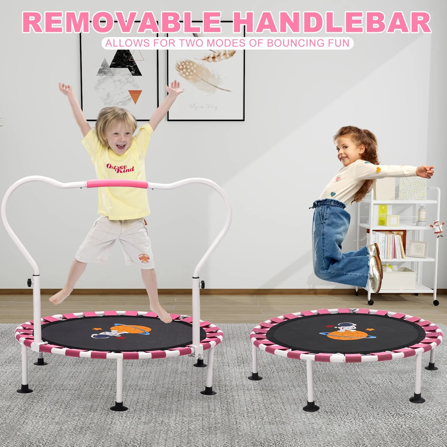 Trampolina dla dzieci 101 cm składana z odbijaniem bungee regulowanym uchwytem piankowym