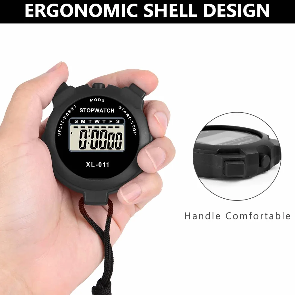 Vicloon Cyfrowy Stoper Sportowy Elektroniczny Zegarek Chronometr Bieganie Siłownia (Czarny)