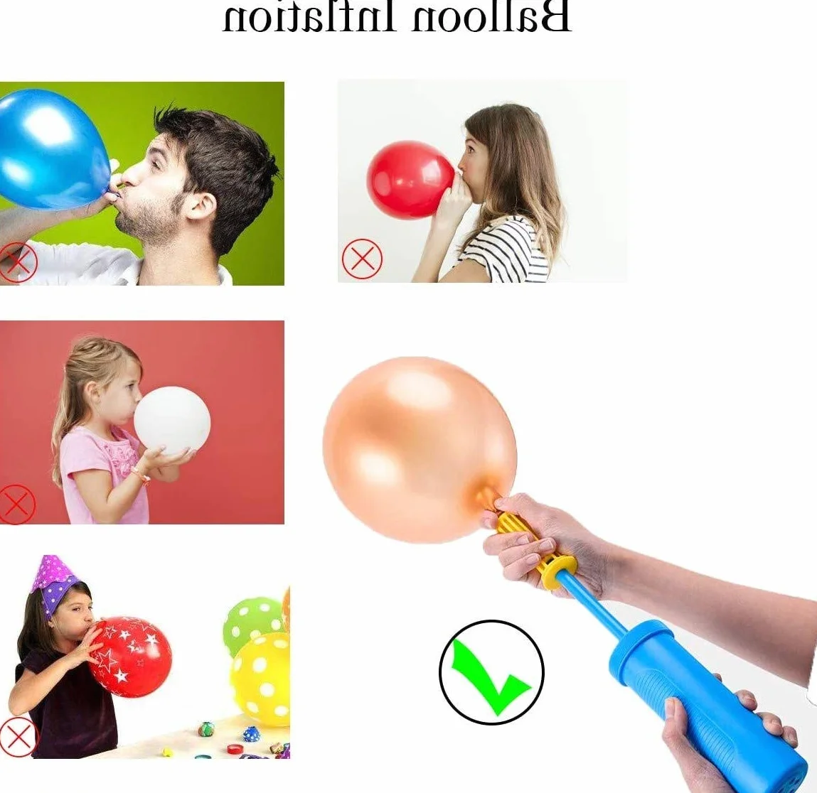 Voarge Pompa powietrzna balonowa, dwukierunkowa pompa powietrza, pompa powietrza z ręcznym popychaniem na imprezy lub aktywności (niebieski)