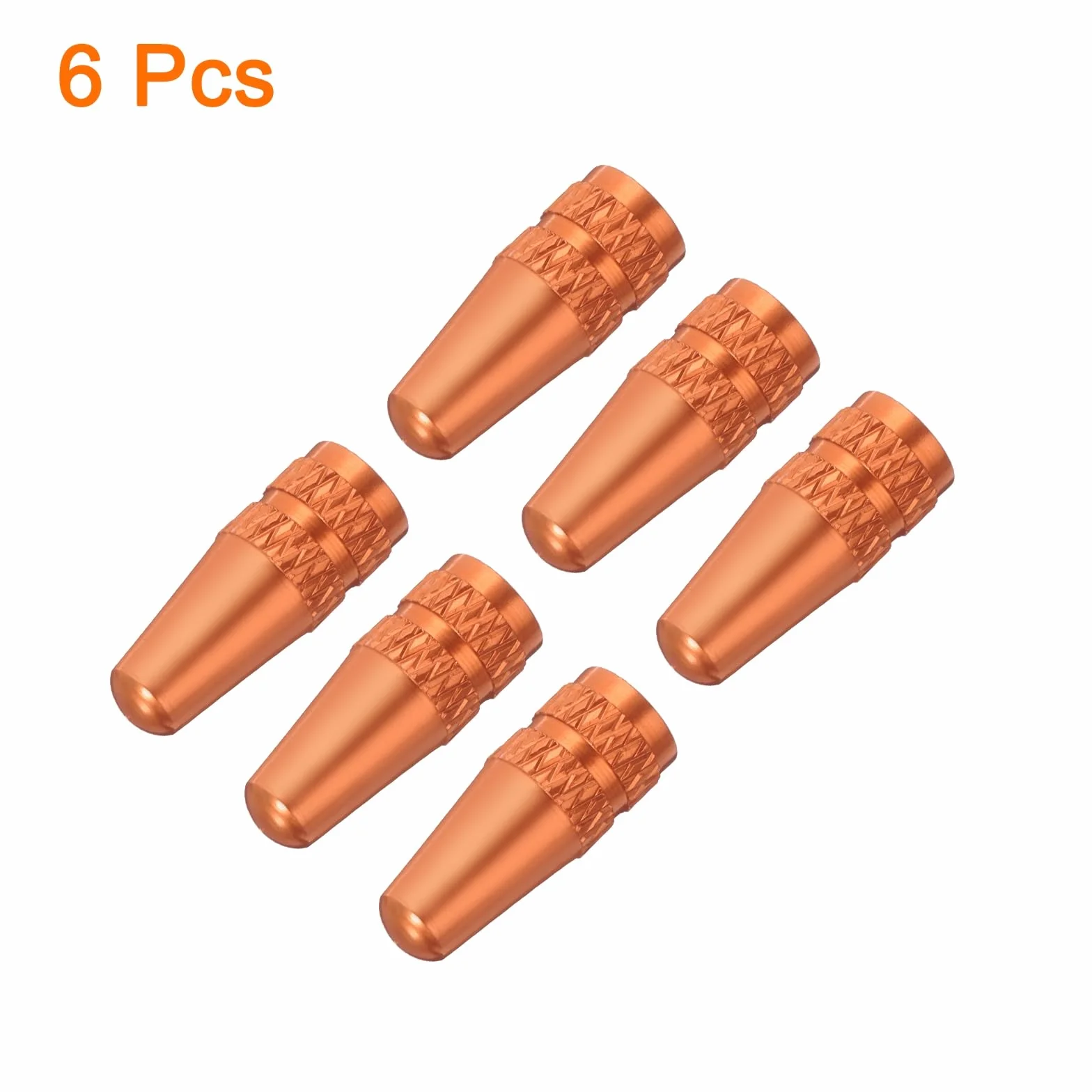 QUARKZMAN 6 sztuk nakrętek na wentyle rowerowe z anodowanego aluminium, nakrętki na wentyle powietrzne, osłonki przeciwpyłowe do MTB, rowerów wyścigowych, rowerów, pomarańczowe