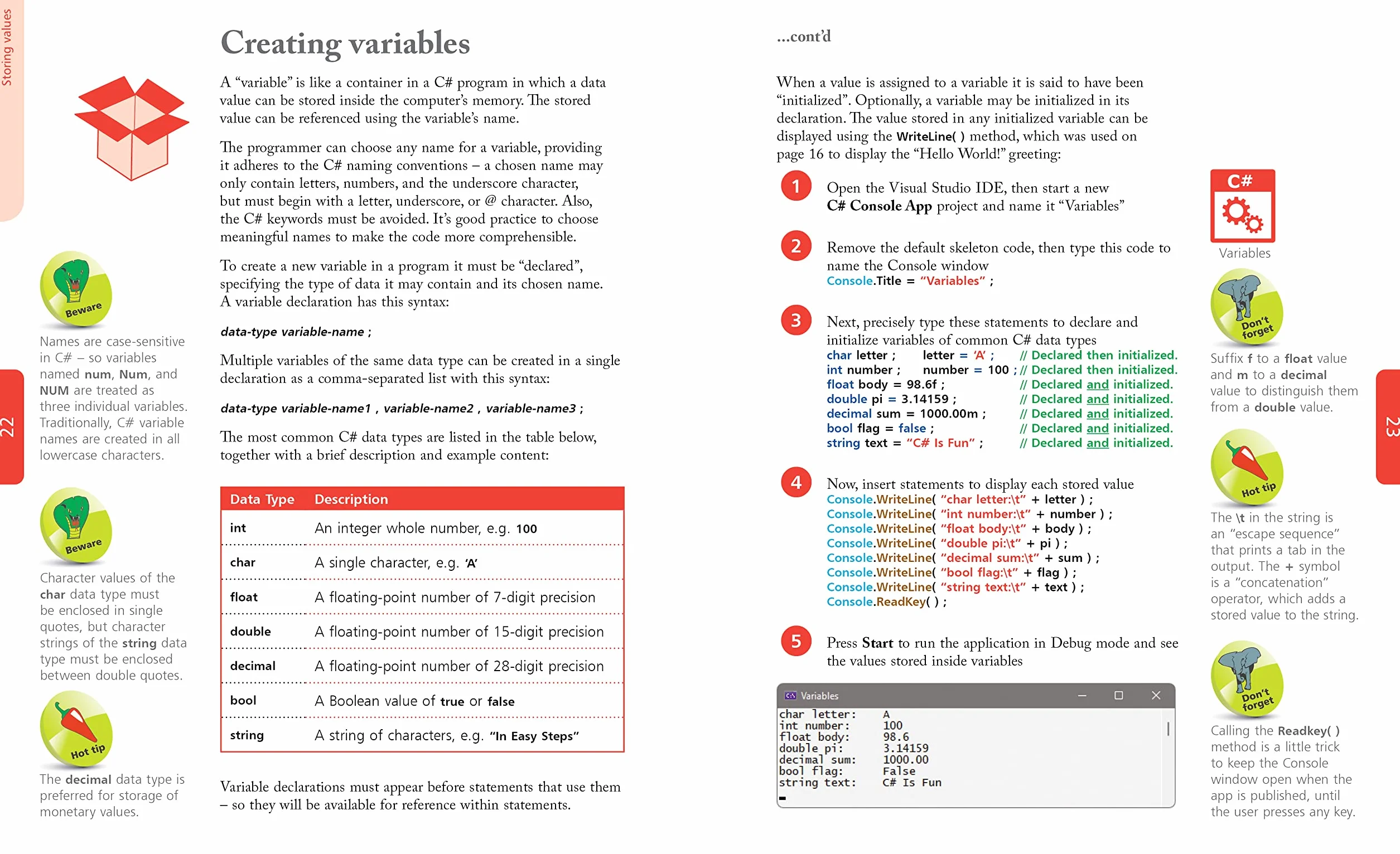 C# Programming in Easy Steps: Modern Coding with C# 10 and .Net 6. Updated for Visual Studio 2022