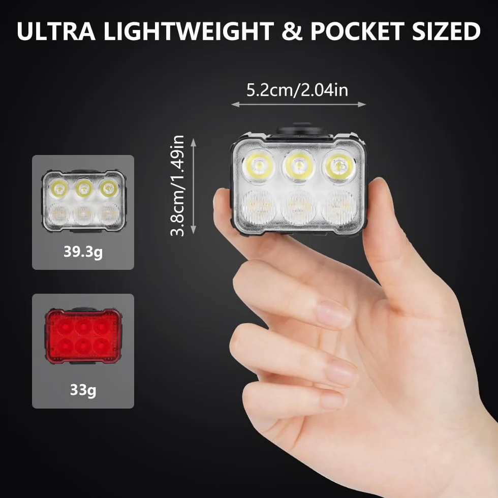 Ainiv Bike Lights Front and Rear, Wodoodporne LED Bike Light, Ultra Slim USB Rechargeable Bike Lights, Zestaw świateł rowerowych do jazdy na rowerze, MTB, rower hybrydowy, jazda nocna