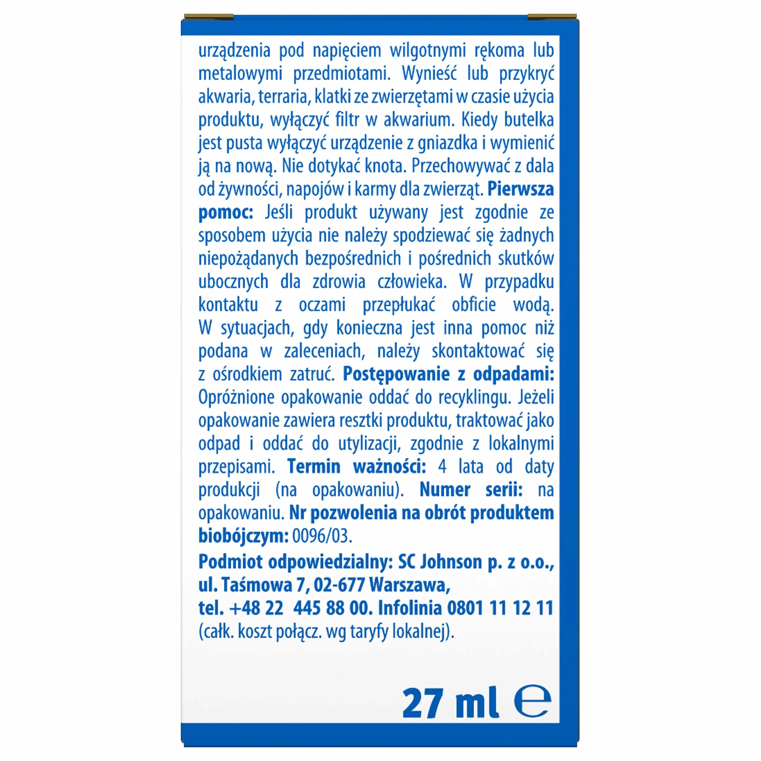 Raid Przeciw Komarom, Wkład z Płynem Owadobójczym, Bezzapachowy, 27 ml, 45 Nocy