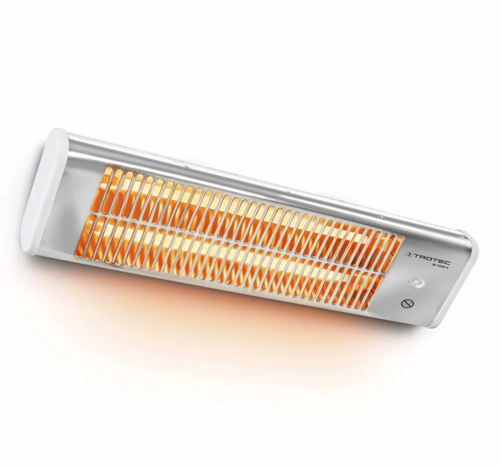 TROTEC Grzejnik tarasowy na podczerwień IR 1200 S – moc grzewcza 600 W / 1200 W – urządzenie wolnostojące, do montażu na ścianie, z pilotem