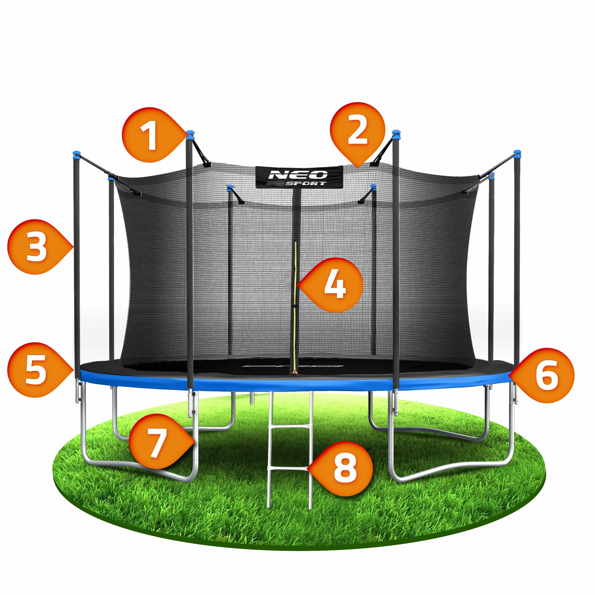 Neo-Sport Trampolina ogrodowa z siatką wewnętrzną 374cm 12ft dla dzieci
