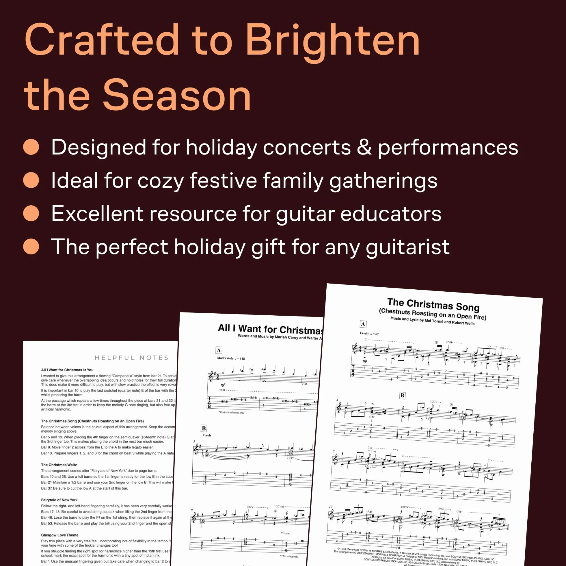 Christmas Songs for Solo Classical Guitar Book/Online Audio